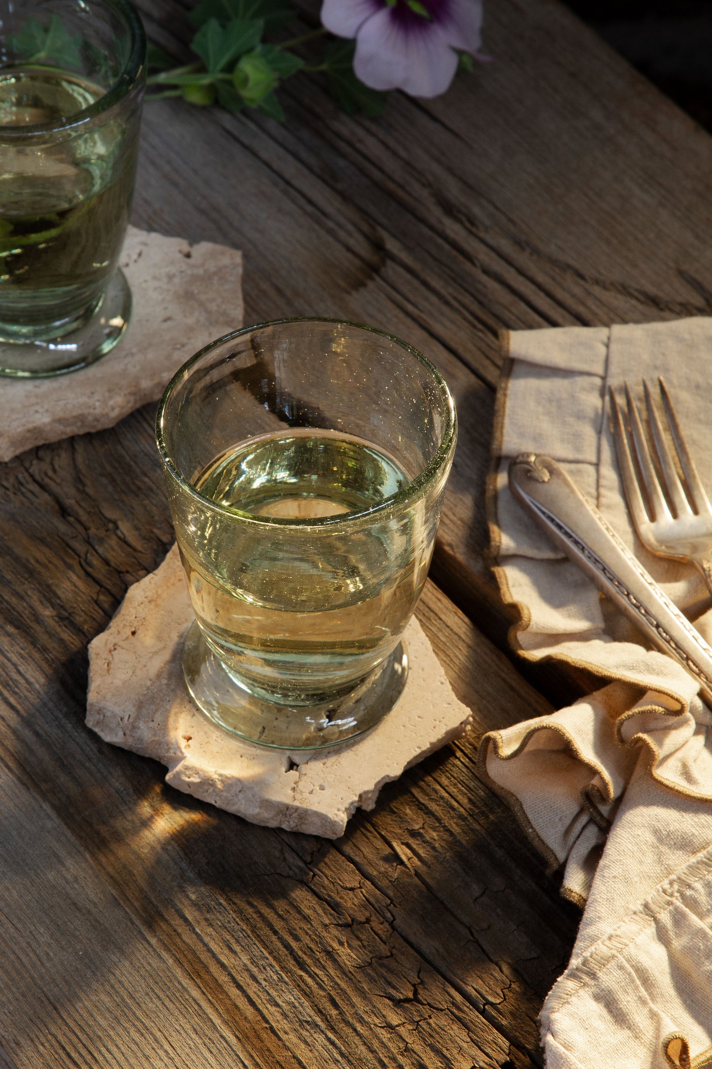 Raw Edge Travertine Coaster, Set of 4