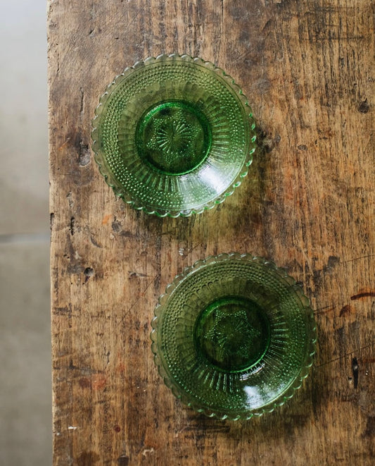 Hand-pressed Glass Dish, Green