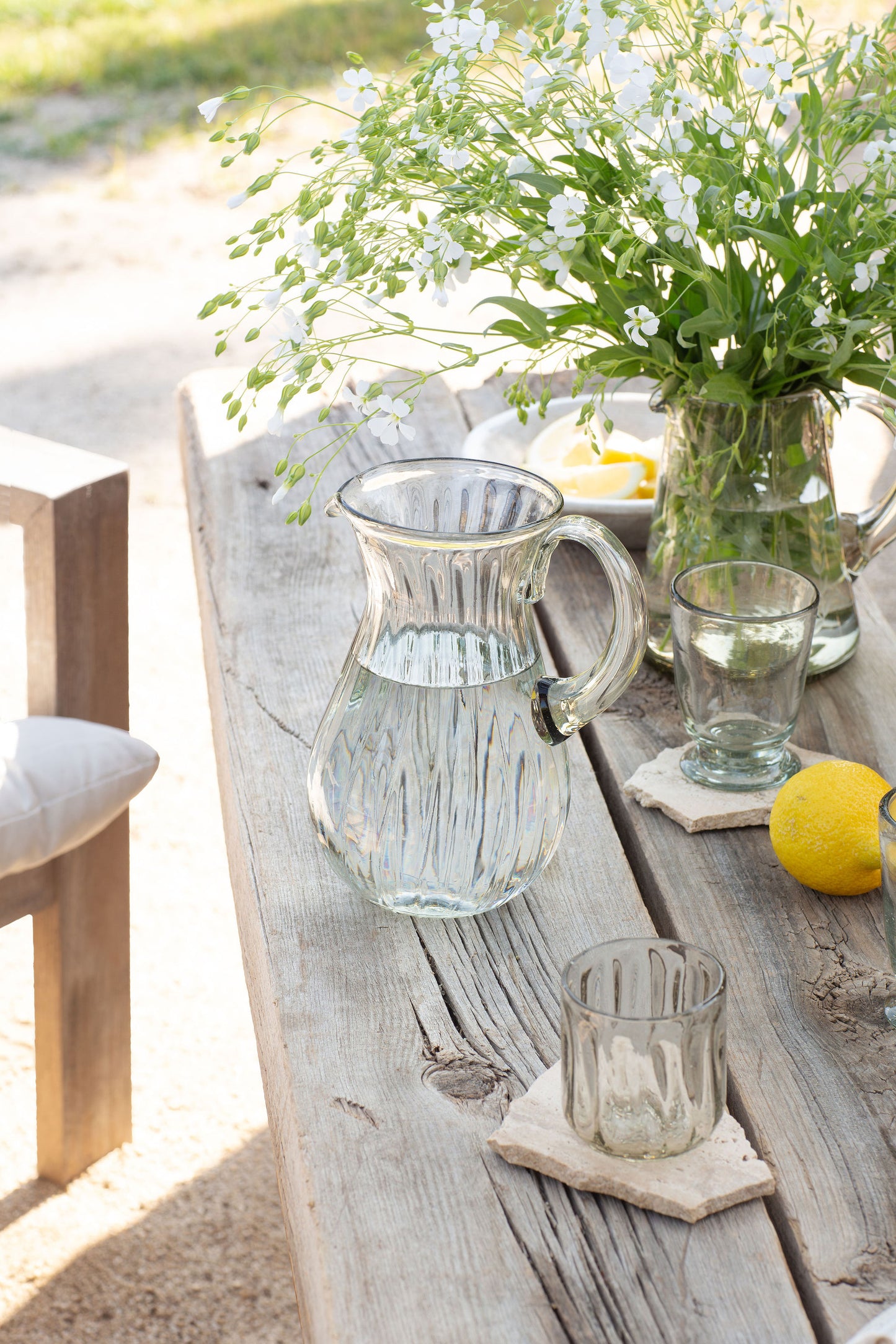 Handblown Fluted Pitcher