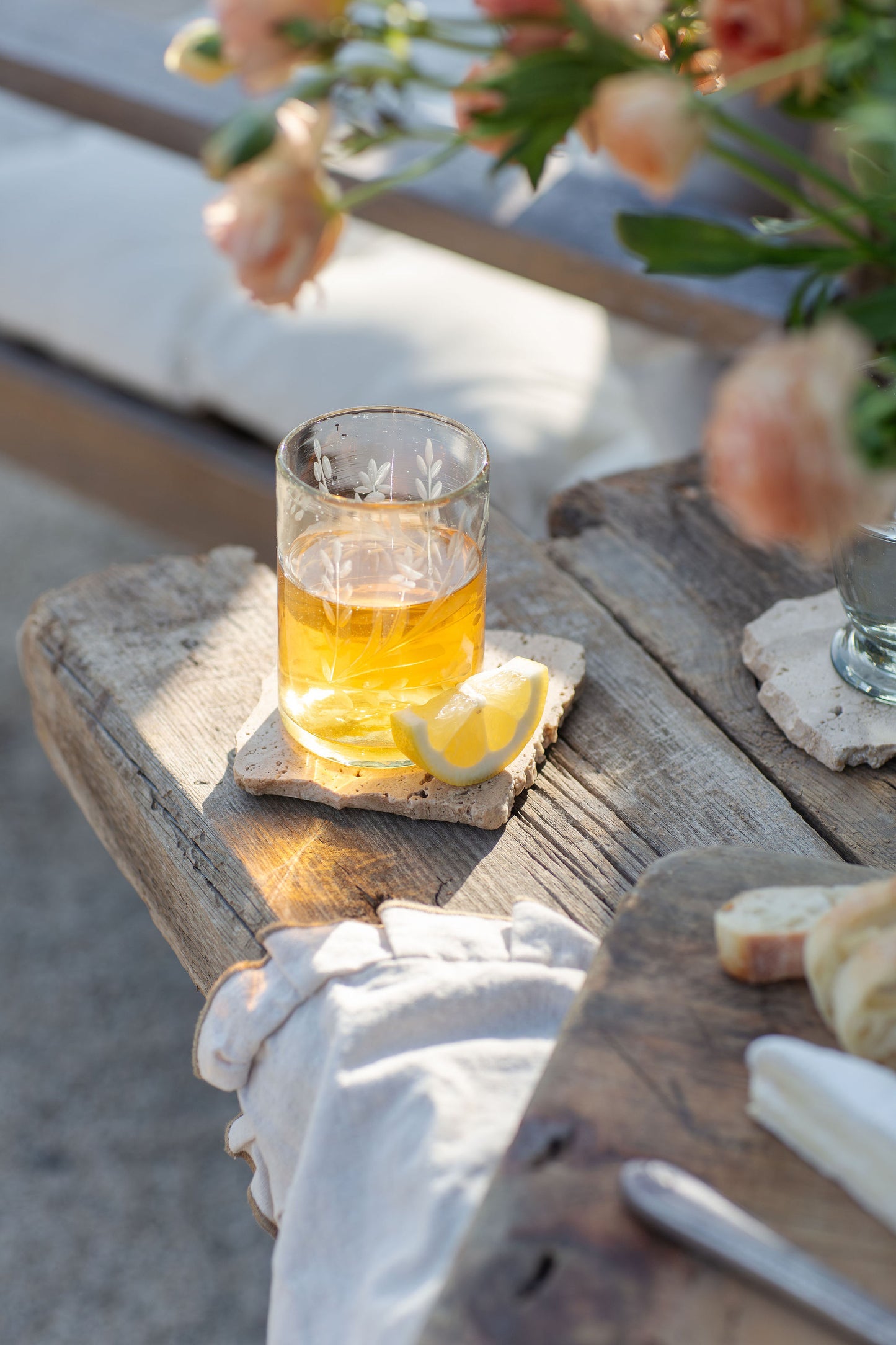 Raw Edge Travertine Coaster, Set of 4