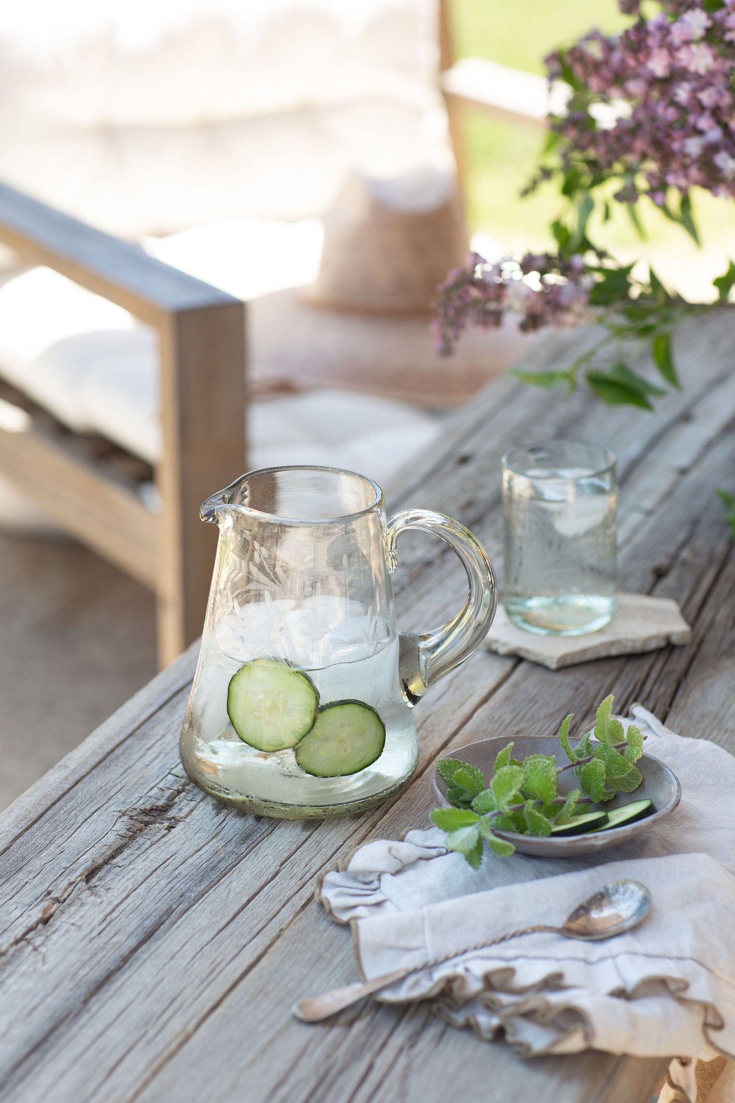 Amélie Hand-etched Blown Pitcher