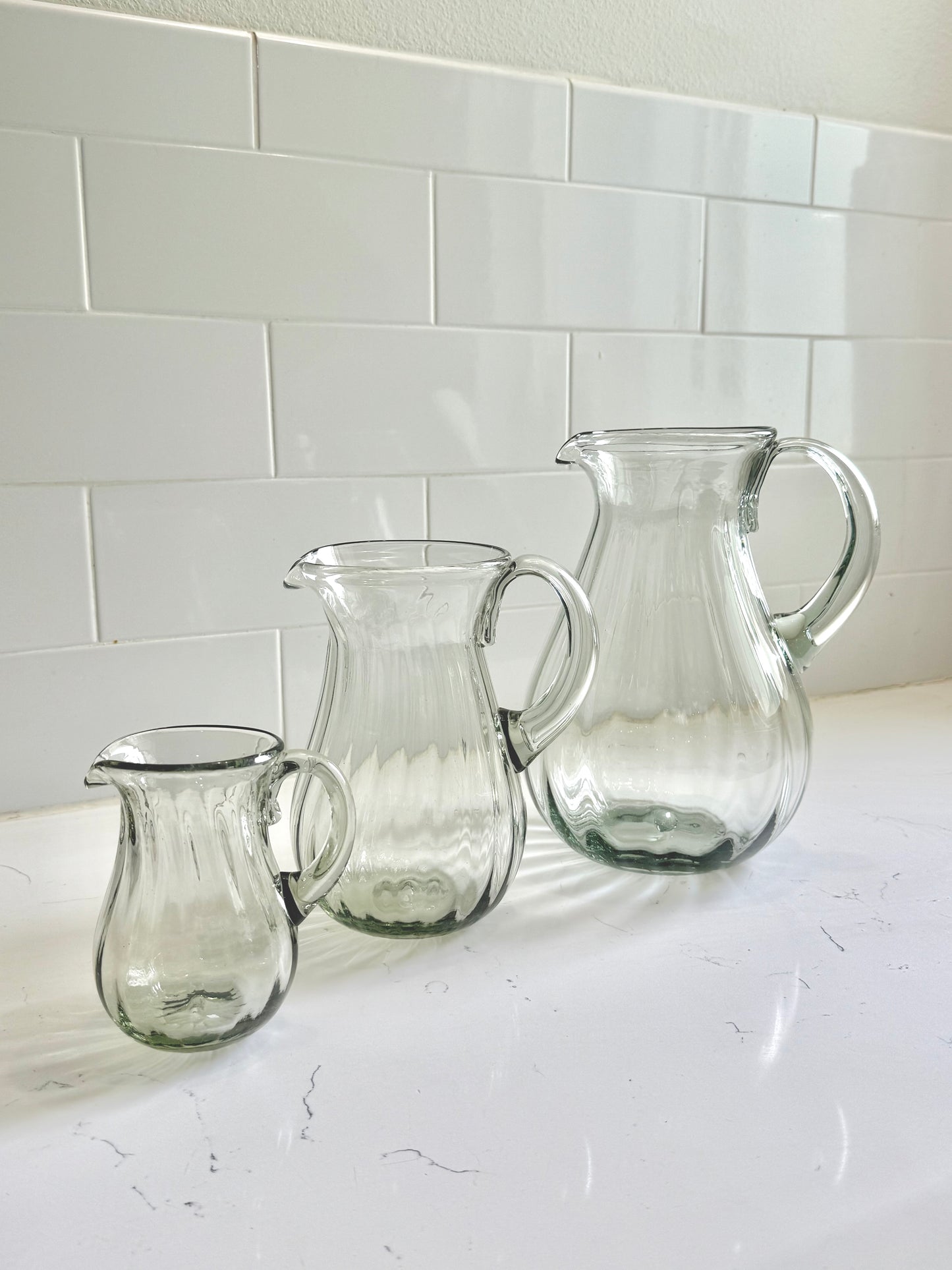 Handblown Fluted Pitcher