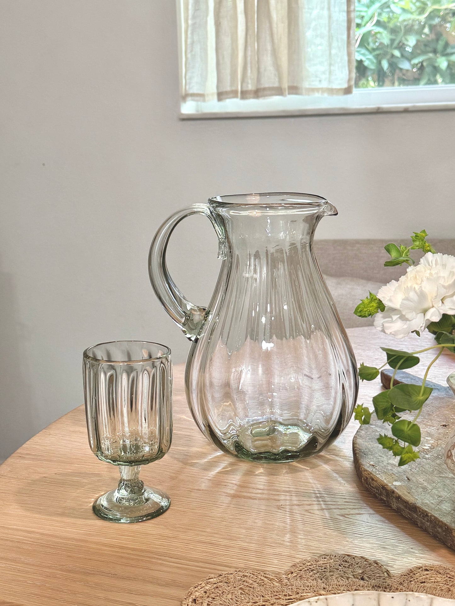 Handblown Fluted Pitcher