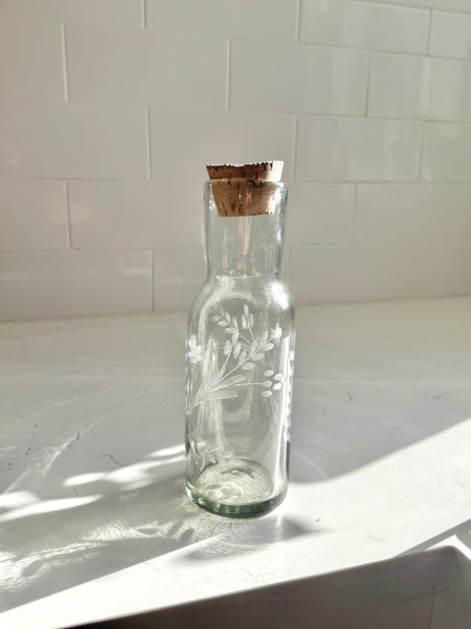 Hand-etched Carafe with Bark Top