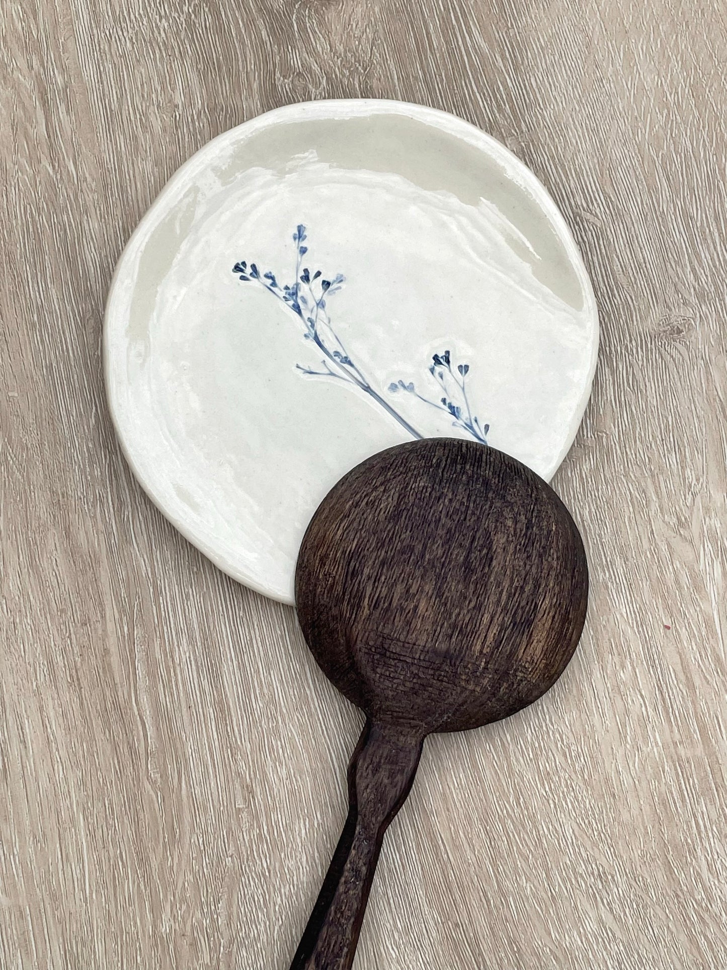 Hand-Painted Floral Spoon Rest, Blue