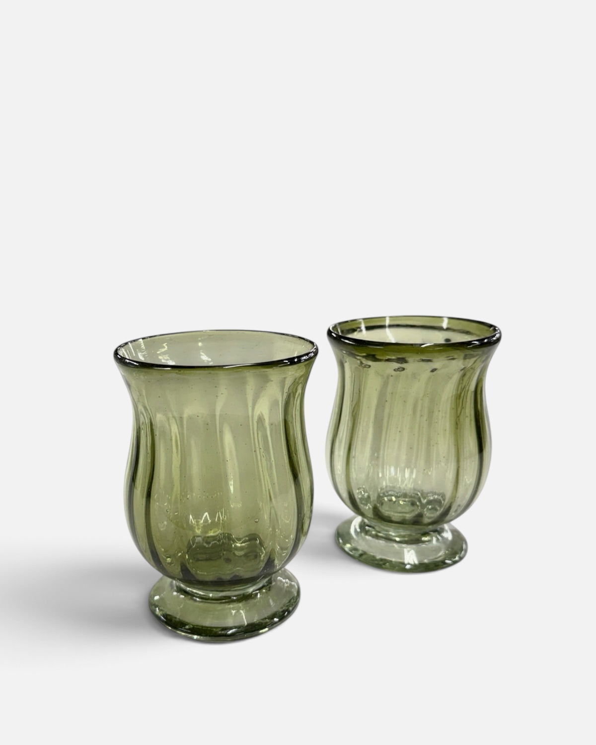 Handblown Estelle Glass, Olive Green