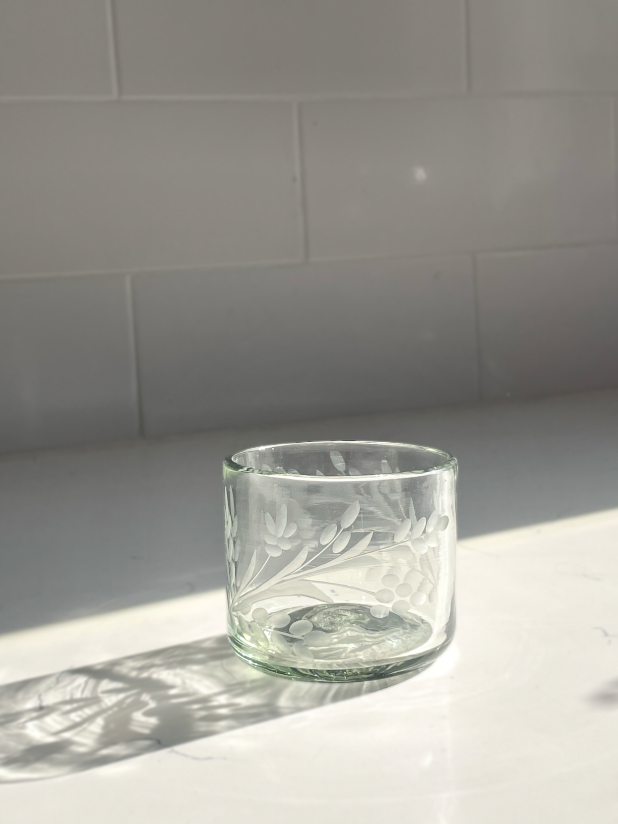Hand-etched Tumbler Glass