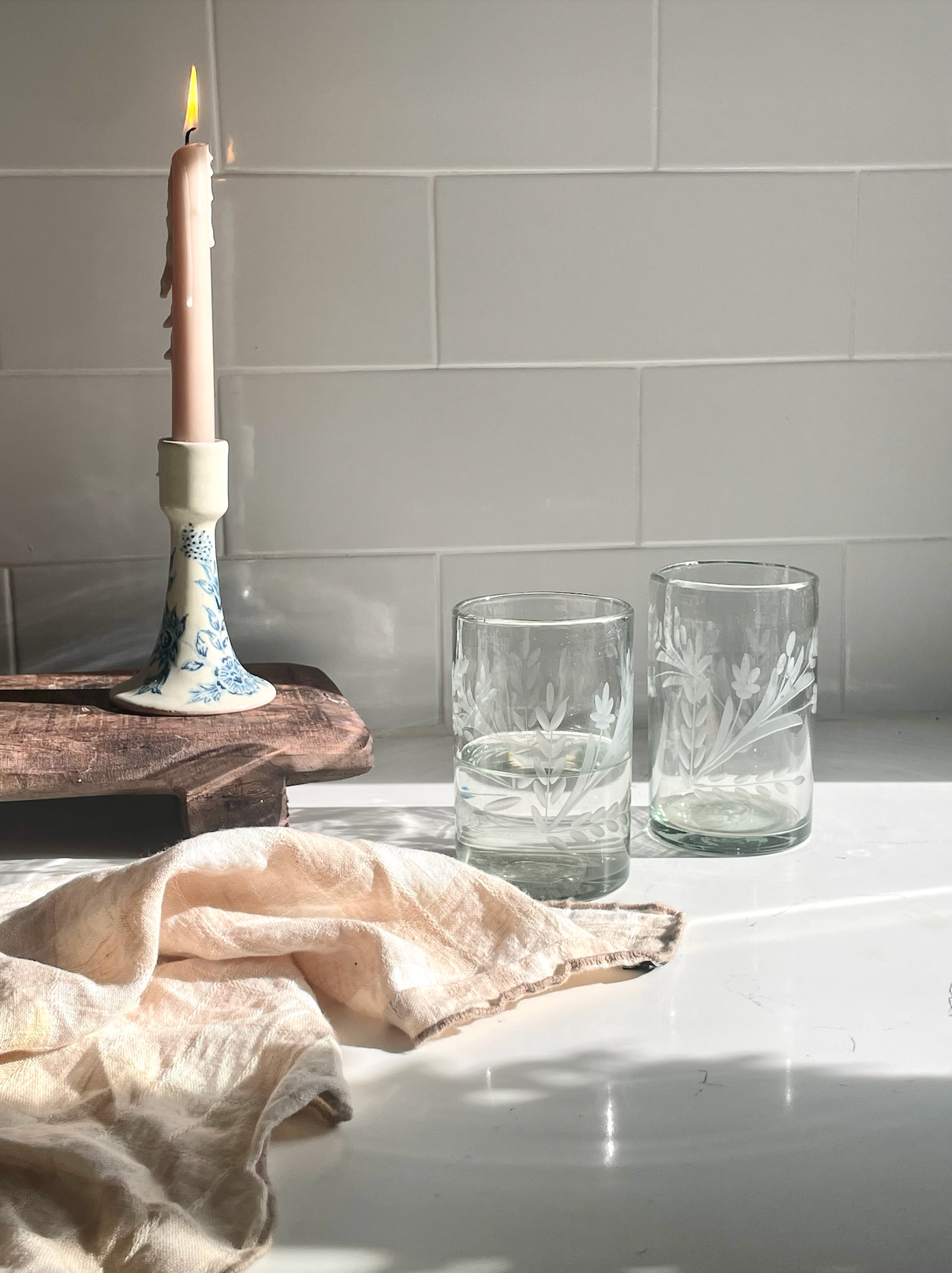 Hand-etched Tumbler Glass