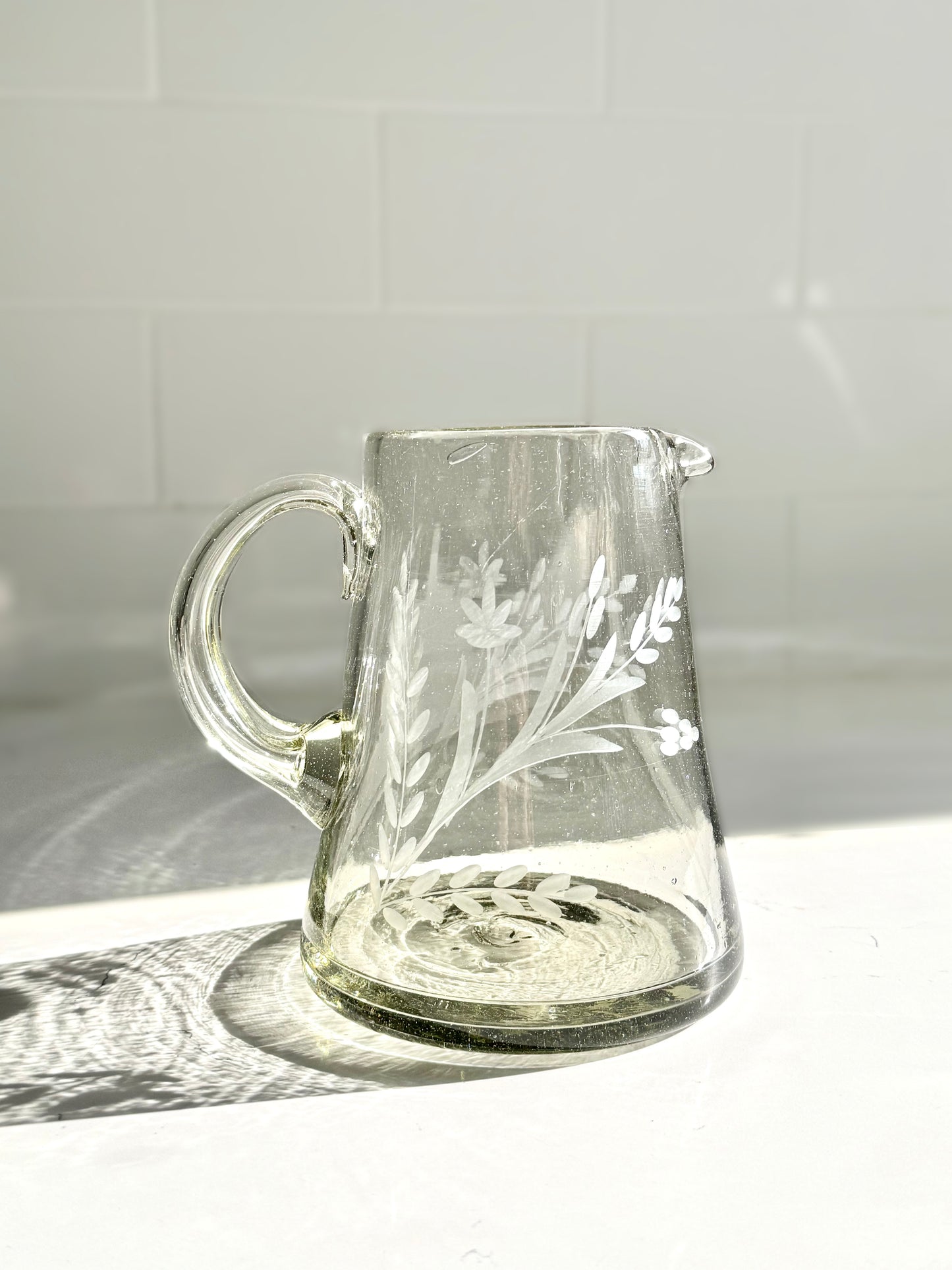 Amélie Hand-etched Blown Pitcher