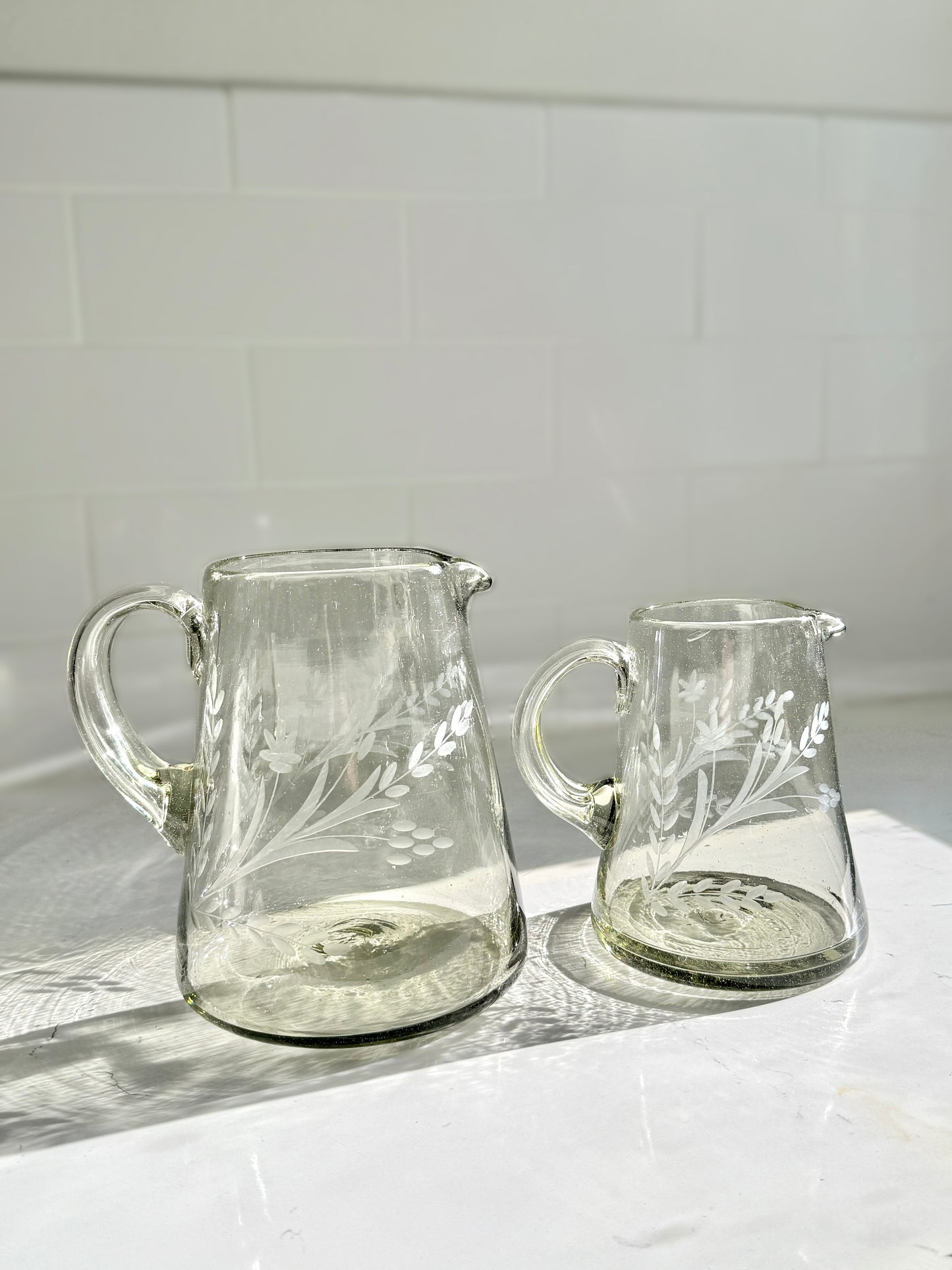 Amélie Hand-etched Blown Pitcher