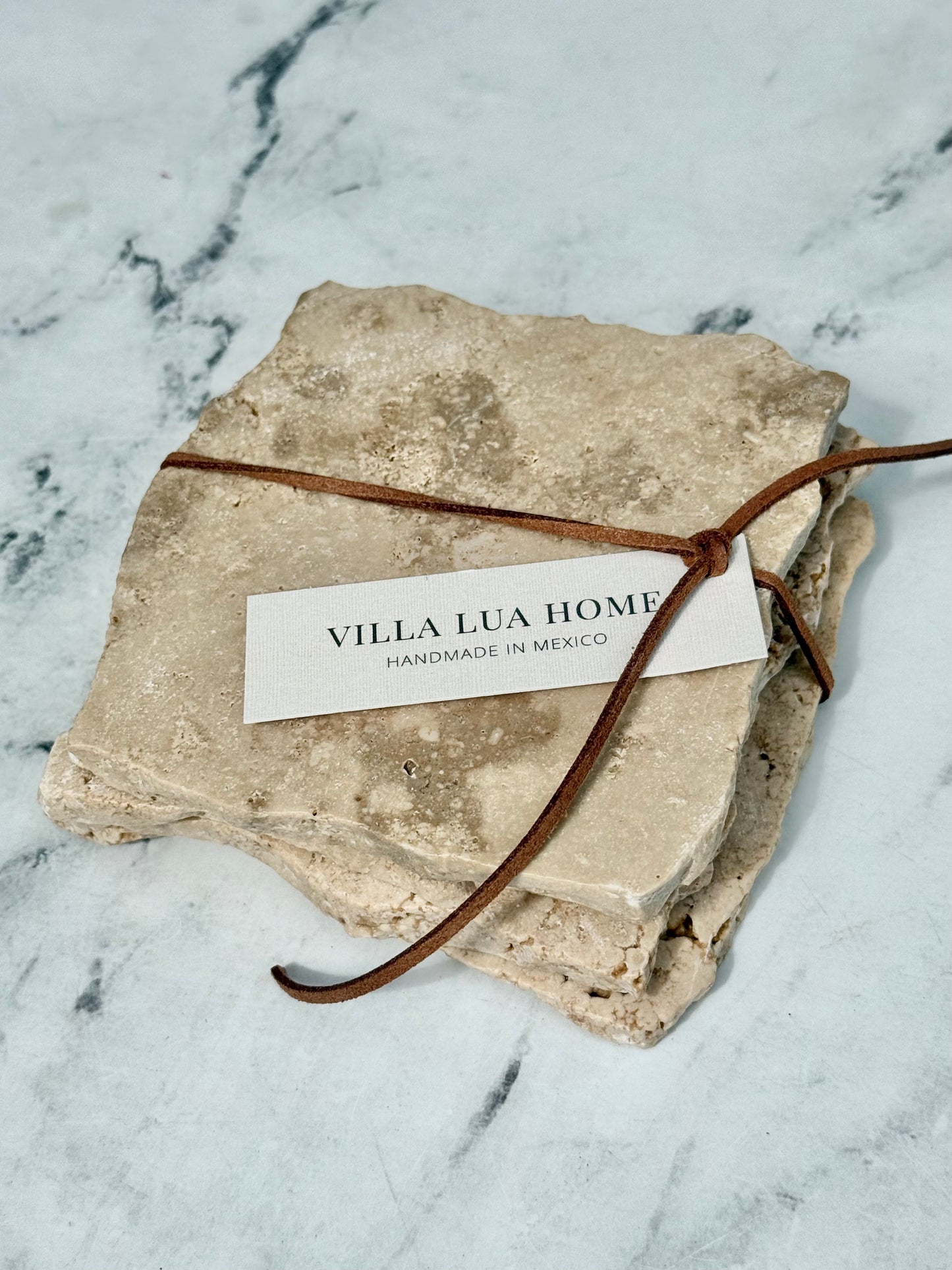 Raw Edge Travertine Coaster, Set of 4