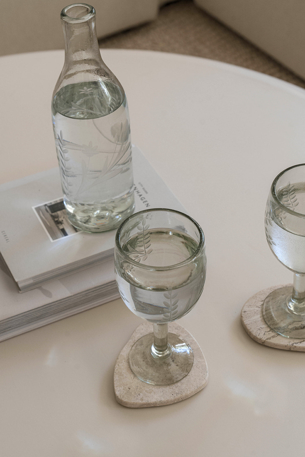 Beige Travertine Coaster, Set of 4