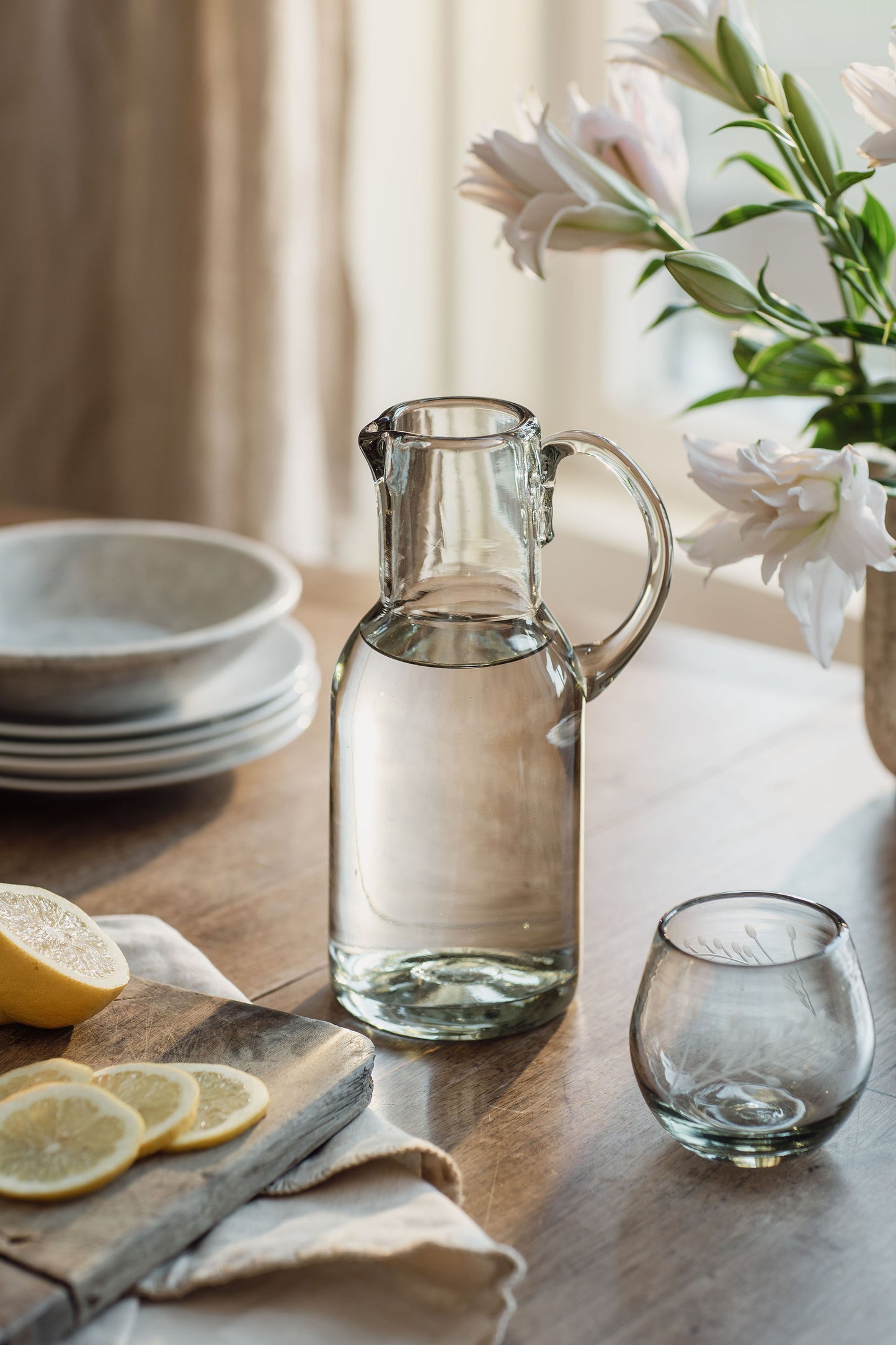 Hand-etched Ronde Blown Glass