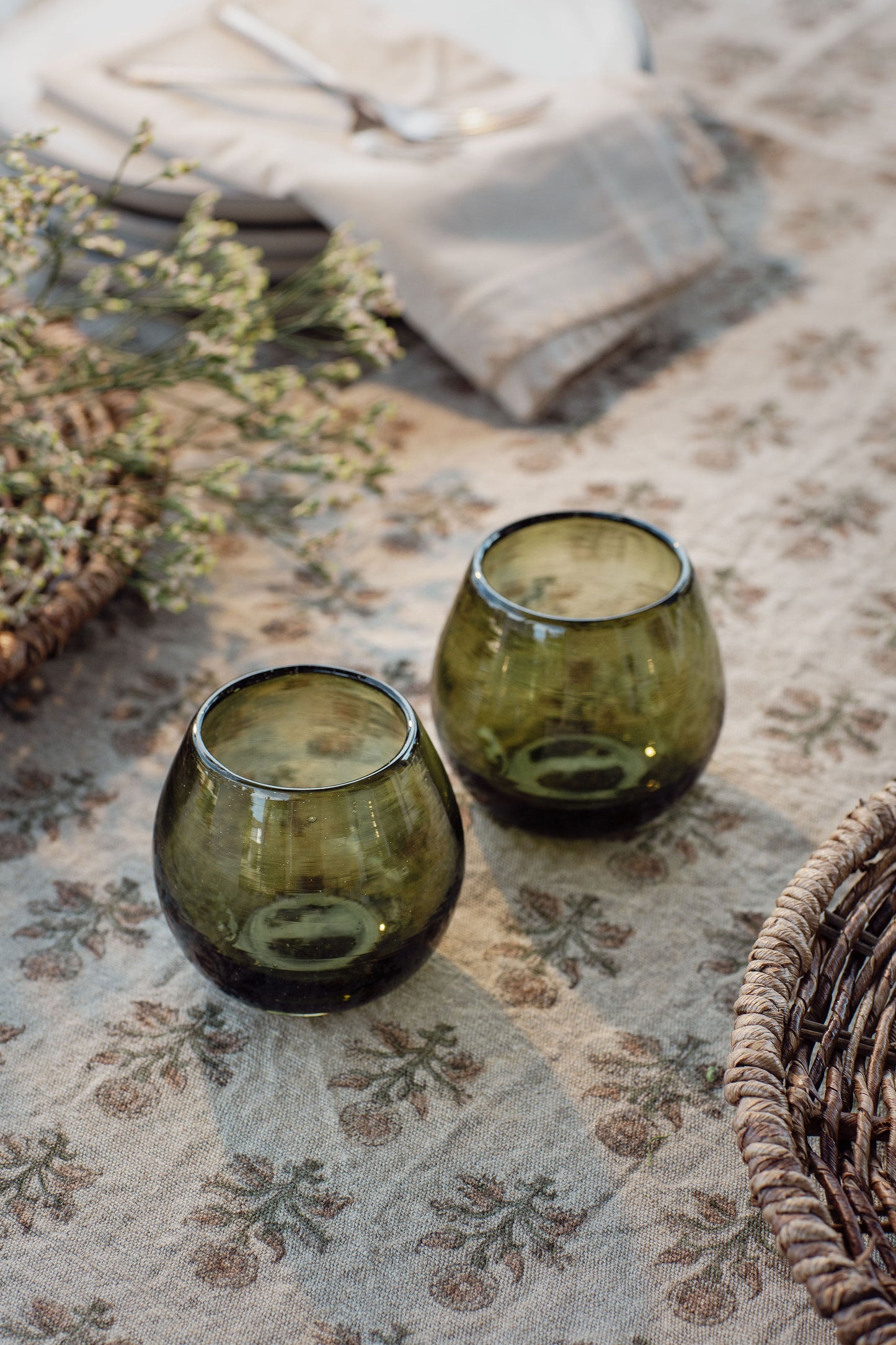 Ronde Blown Glass, Olive Green