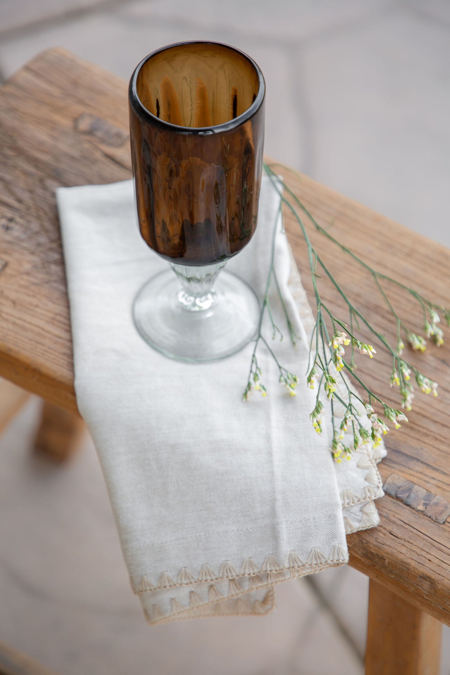 Handblown Fluted Glass, Amber