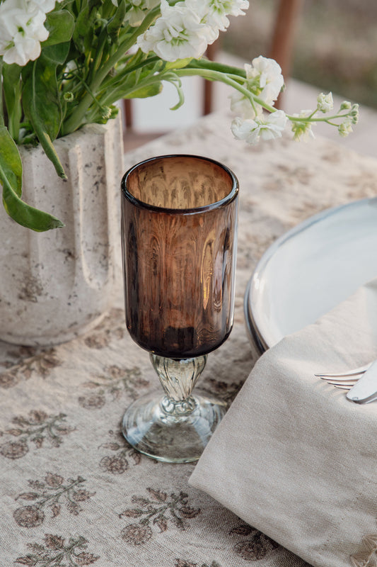 Handblown Fluted Glass, Amber