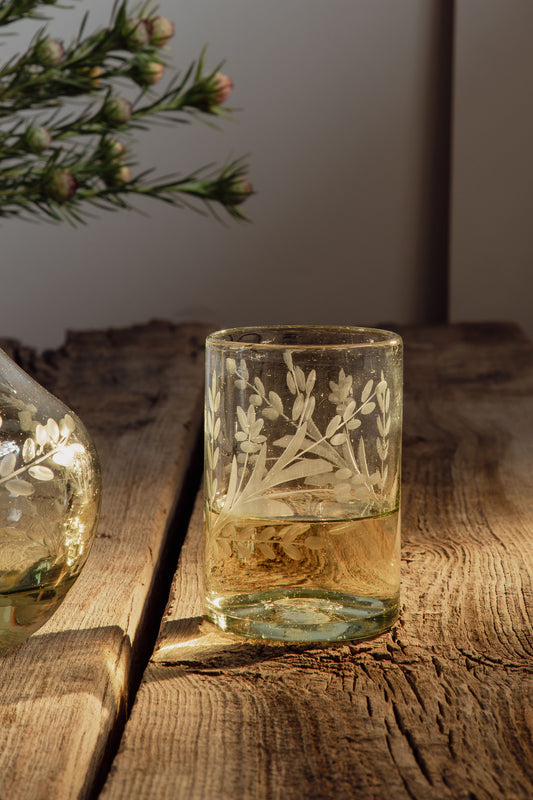 Hand-etched Tumbler Glass