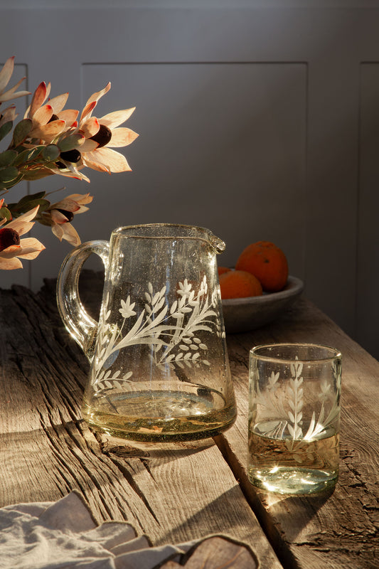Amélie Hand-etched Blown Pitcher