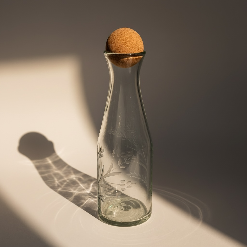 Hand-etched Carafe with Cork Ball