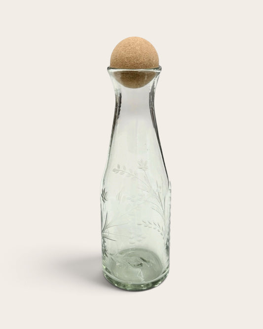 Hand-etched Carafe with Cork Ball