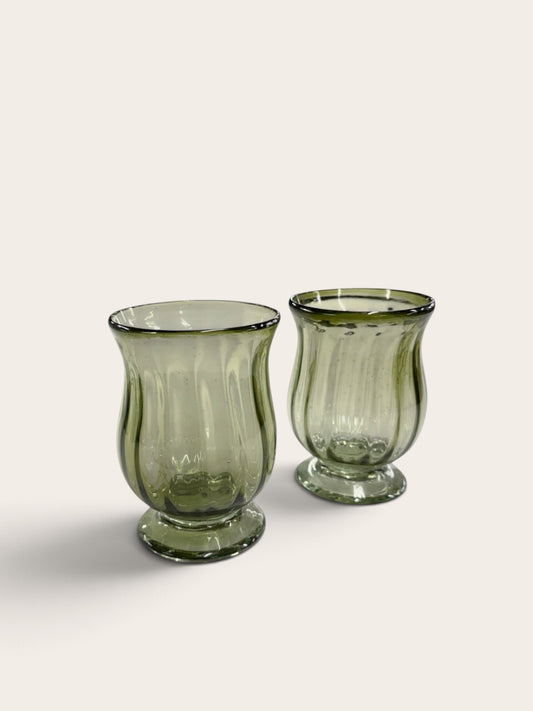 Handblown Estelle Glass, Olive Green