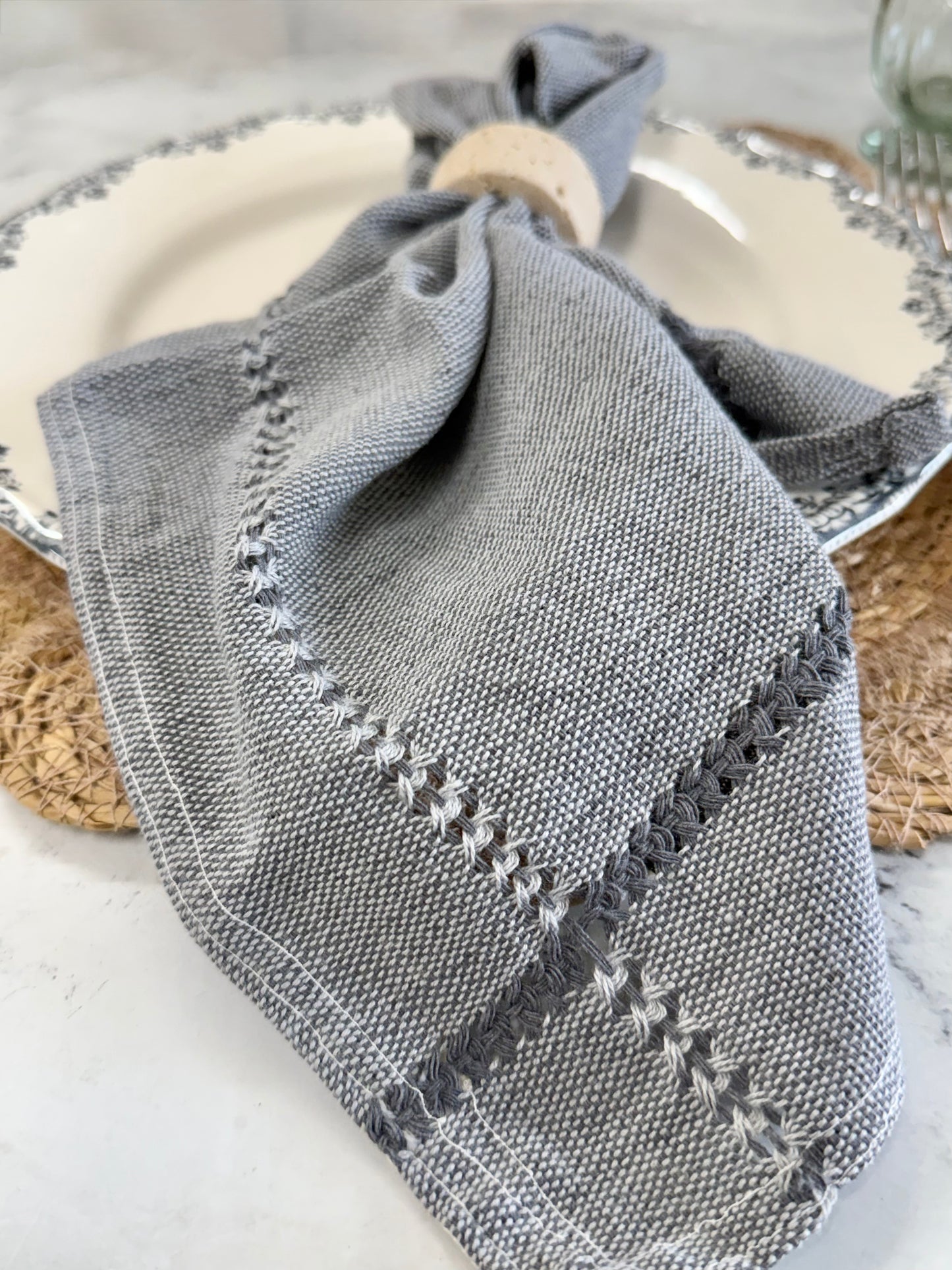 Hand-stitched Napkin, Gray S/2