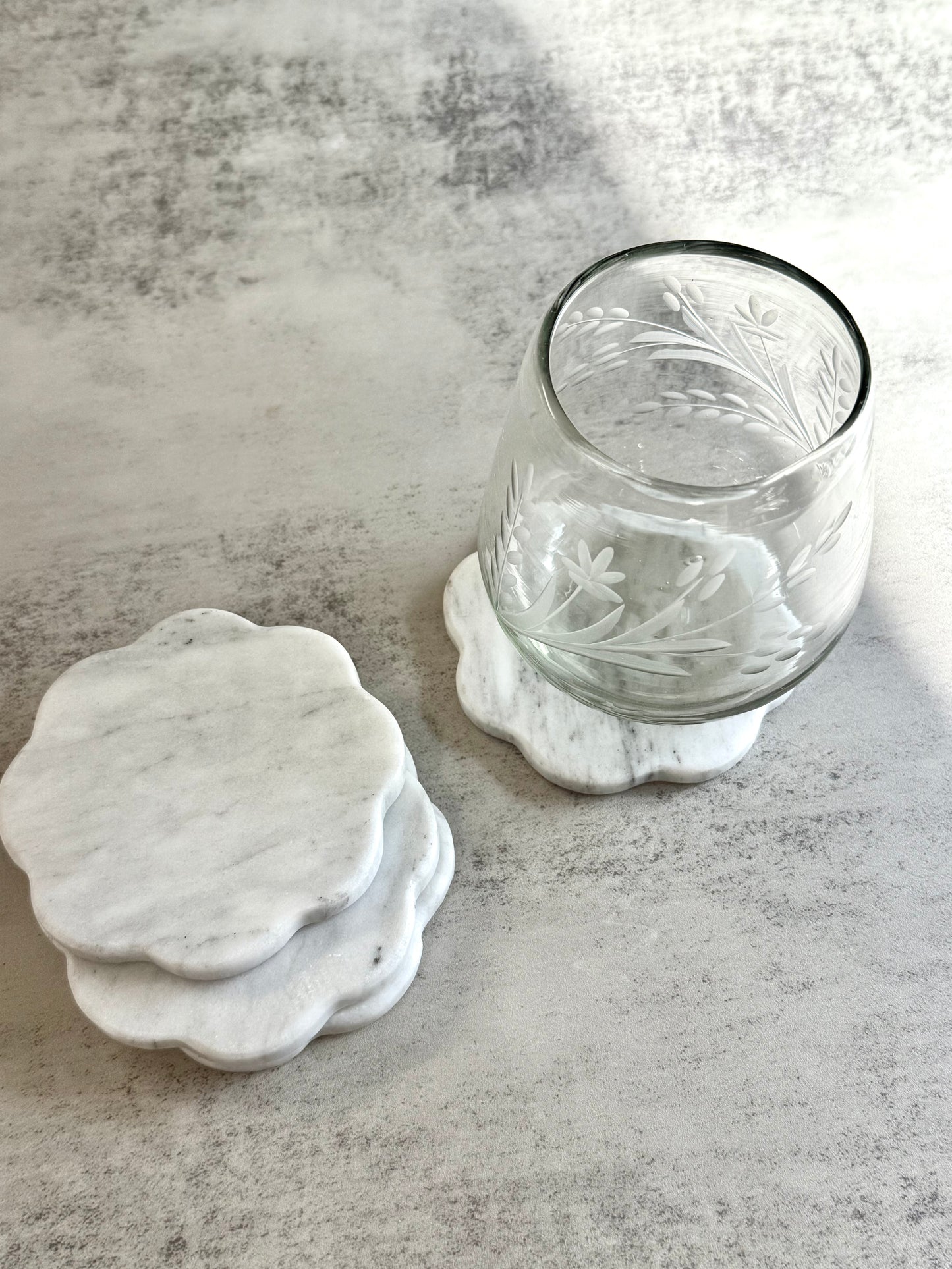 Scalloped Marble Coaster, Set of 4