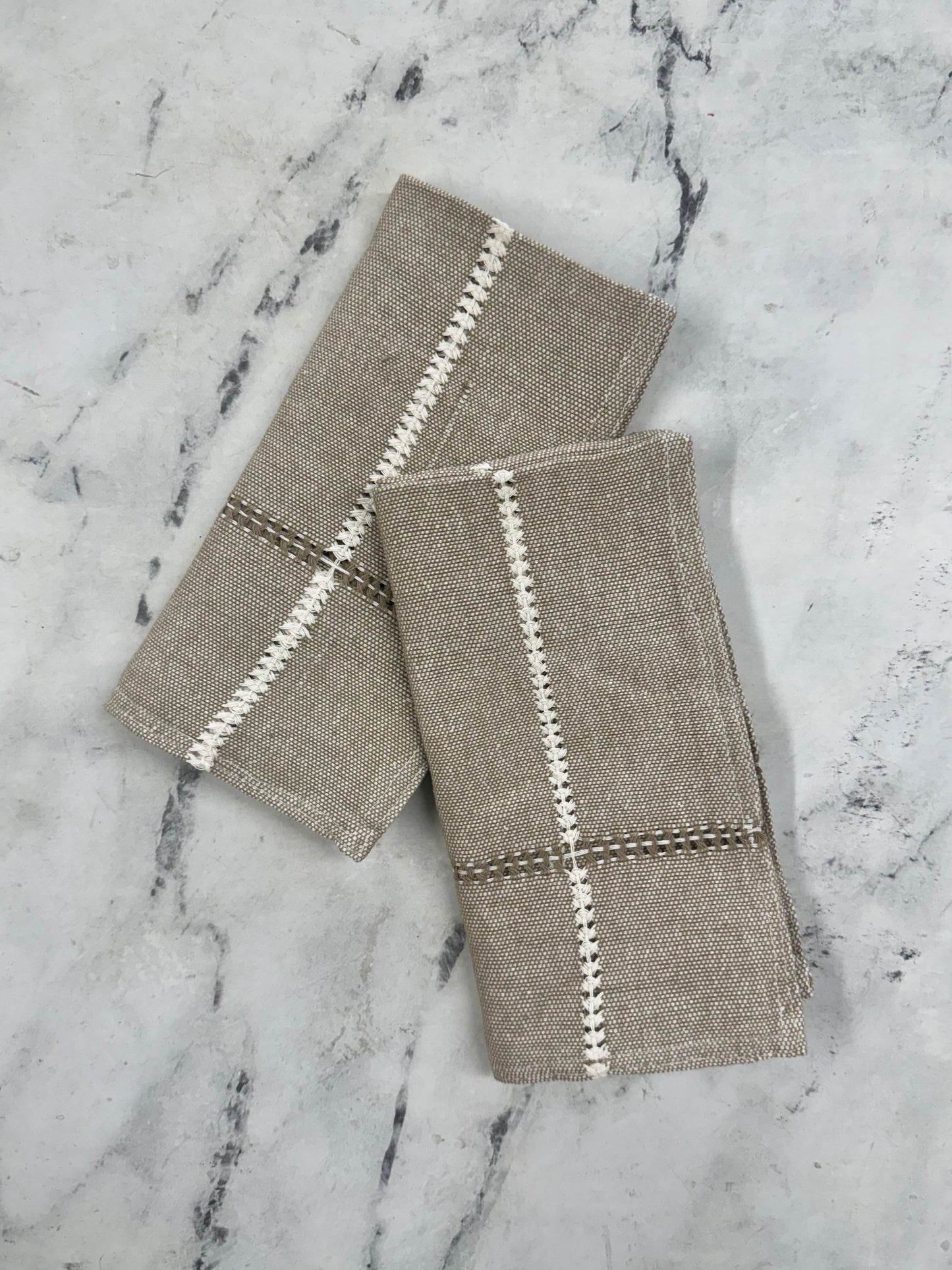 Hand-stitched Napkin, Beige S/2
