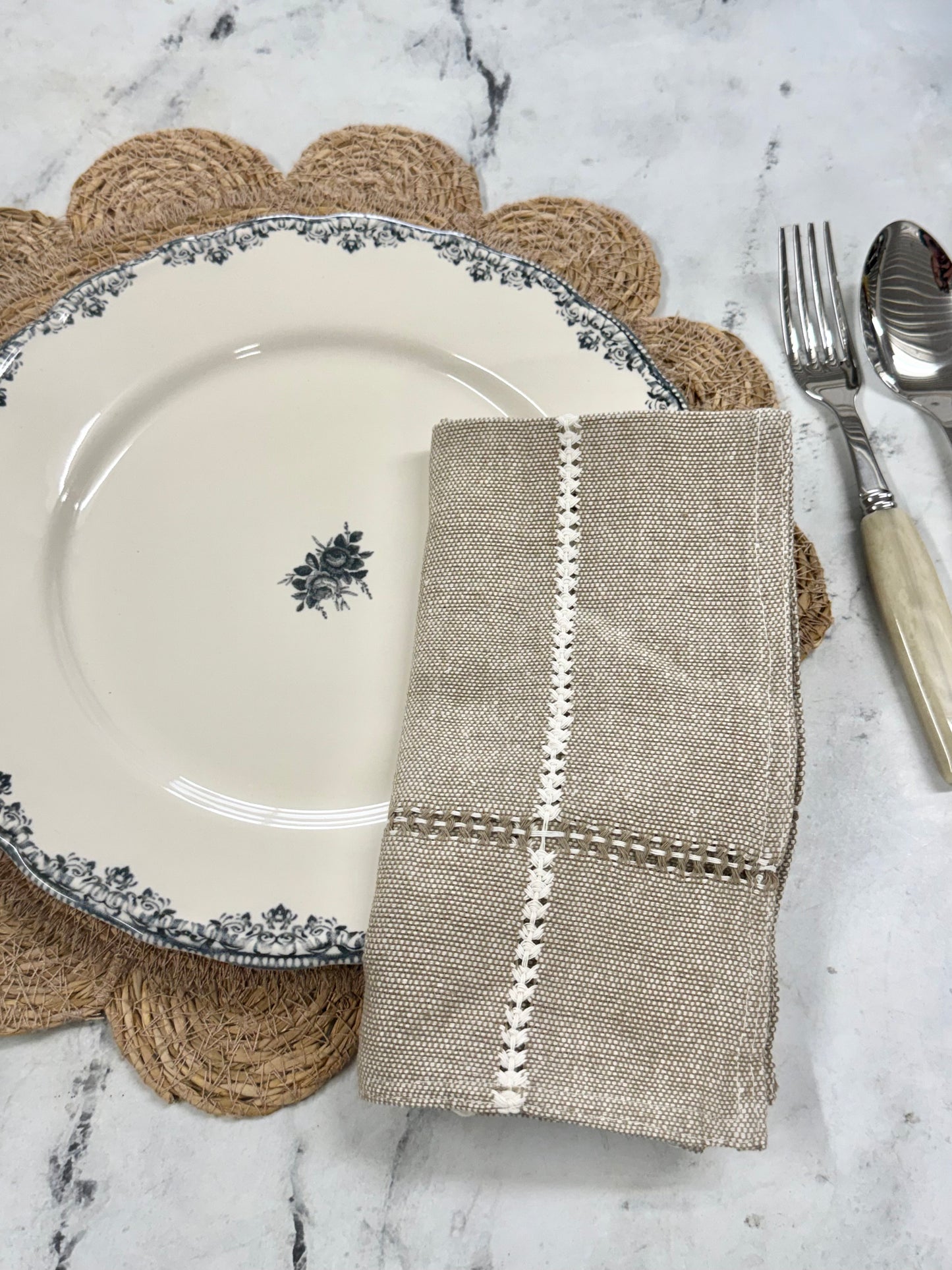Hand-stitched Napkin, Beige S/2