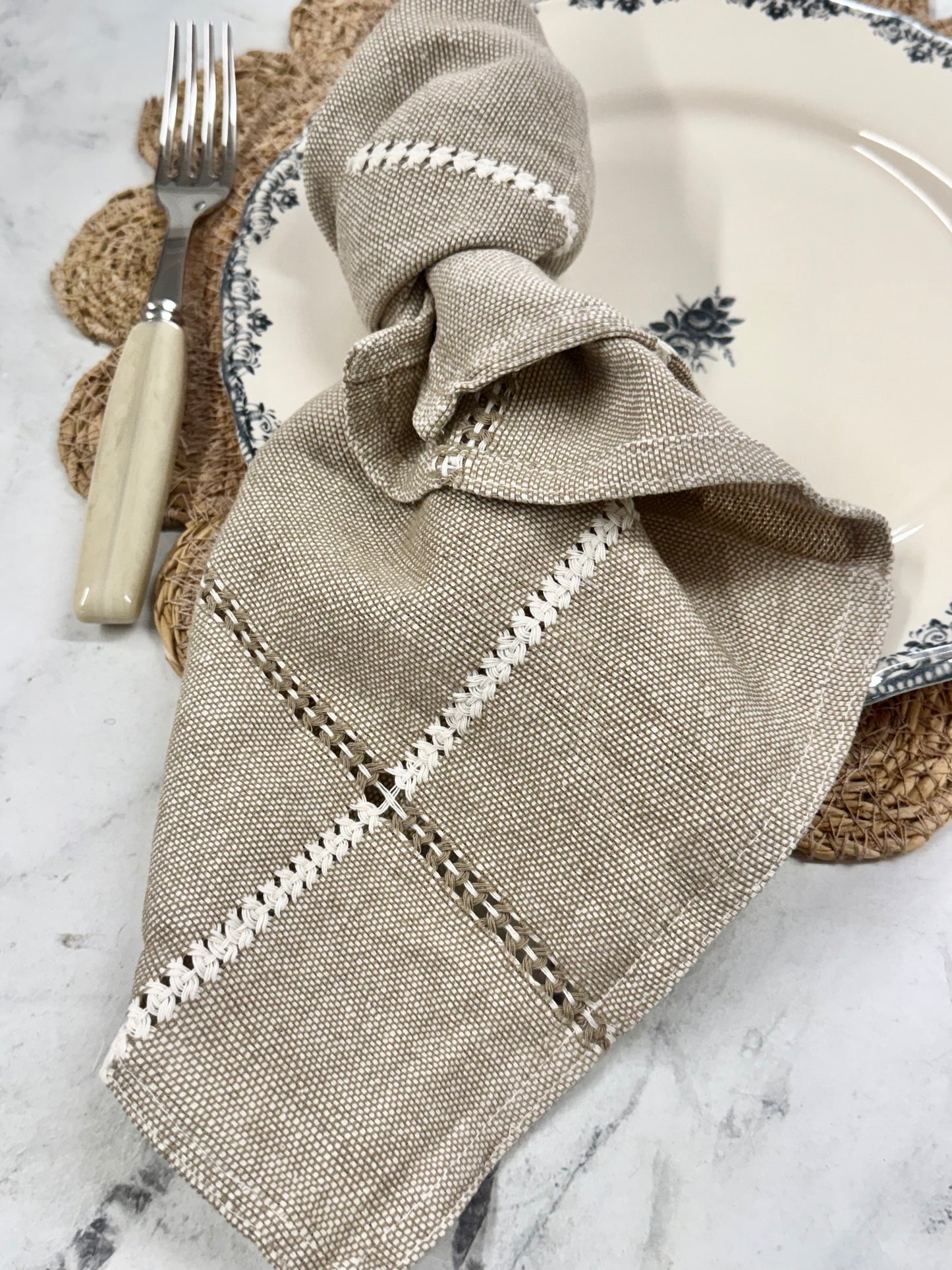 Hand-stitched Napkin, Beige S/2