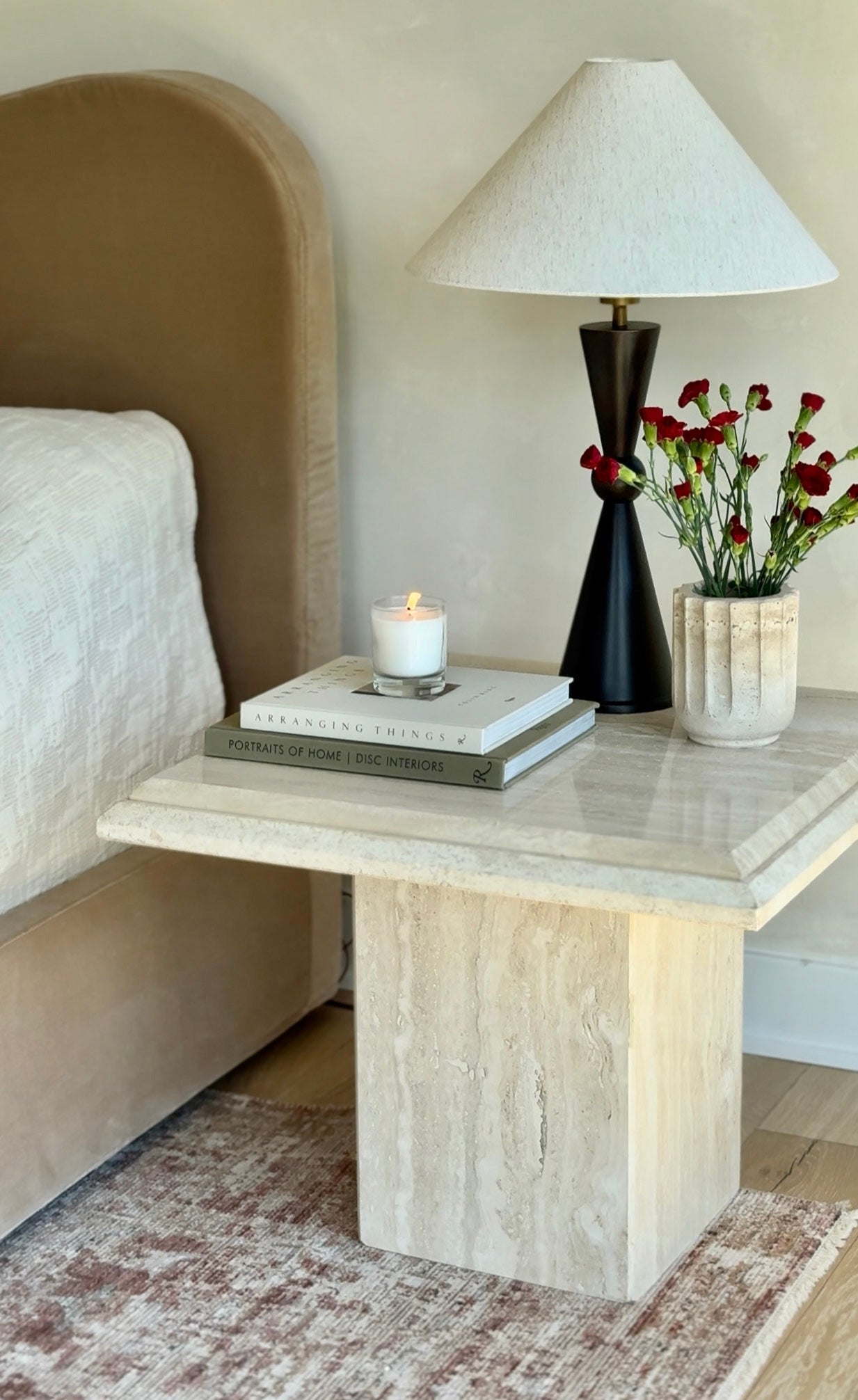 Beige Travertine Utensil Crock