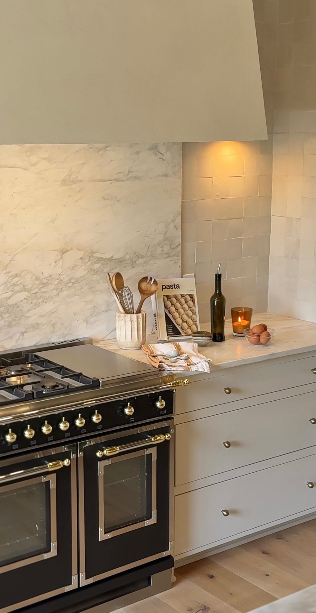 Beige Travertine Utensil Crock