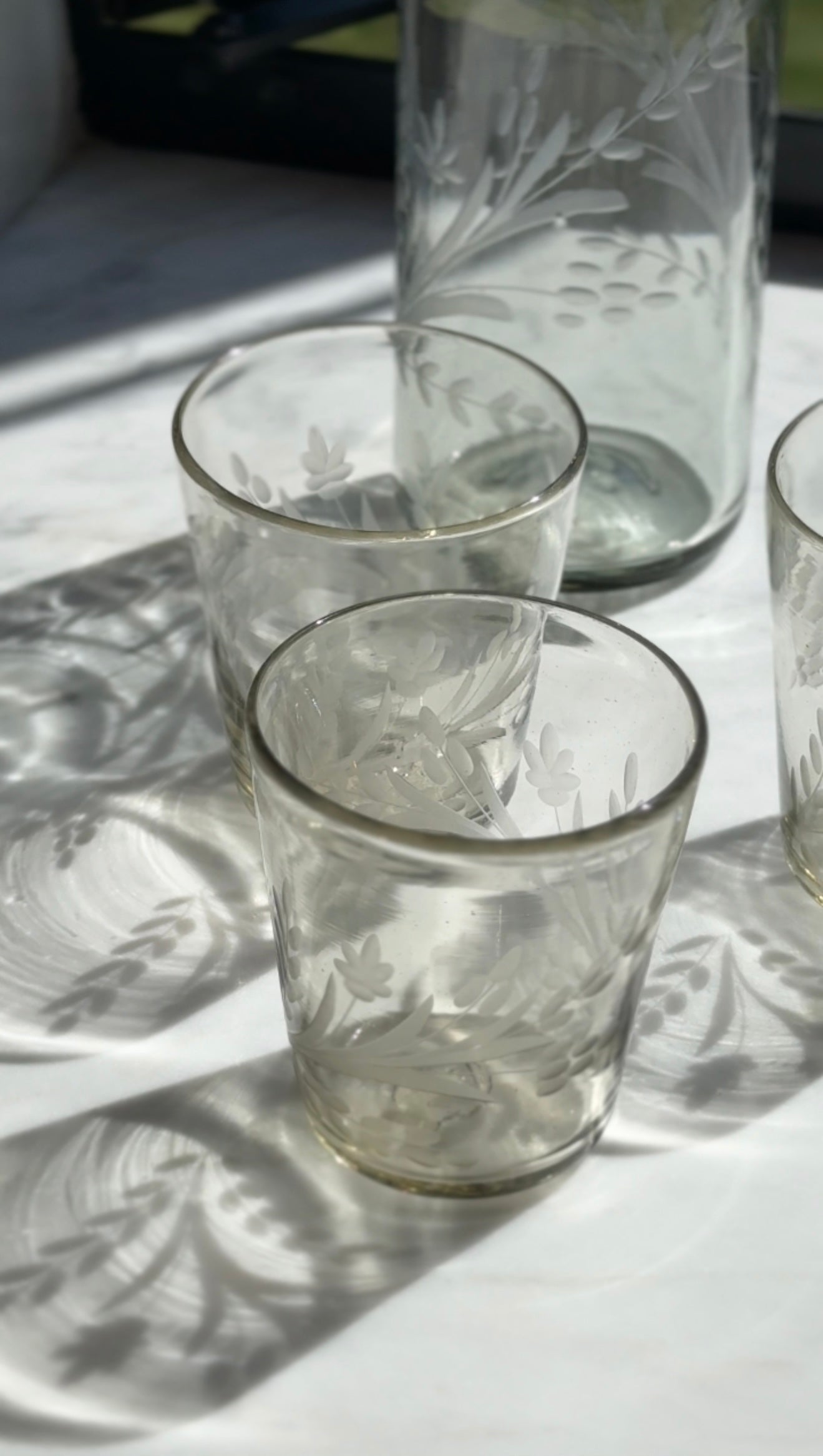 Hand-etched Conical Tumbler