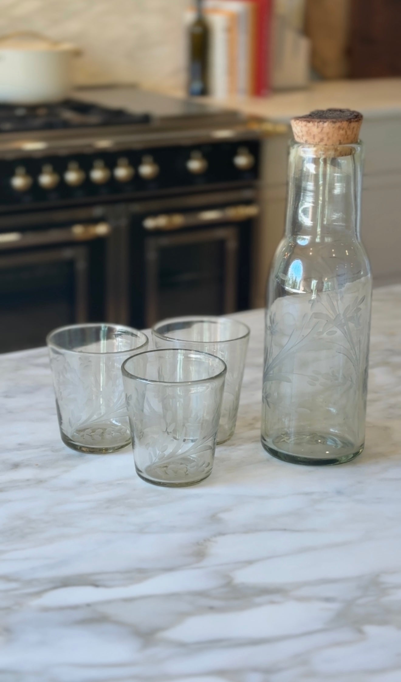 Hand-etched Conical Tumbler