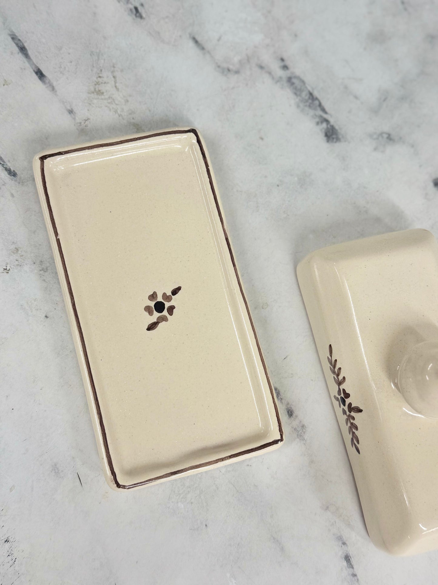 Hand-painted Margot Butter Dish