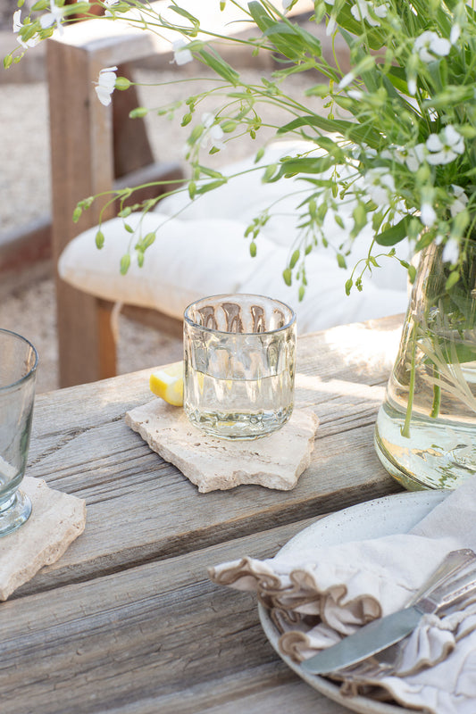 Raw Edge Travertine Coaster, Set of 4