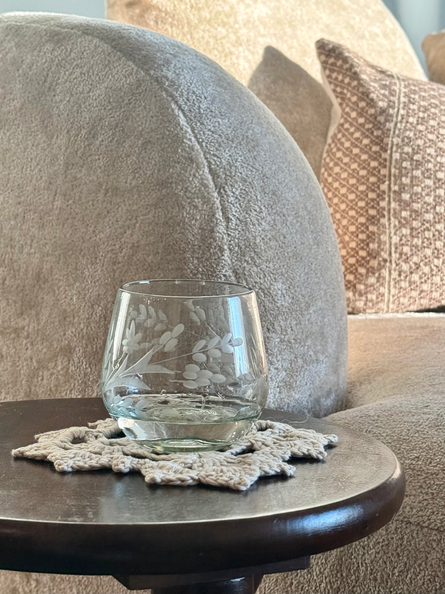 Etched Ronde Glass, Clear