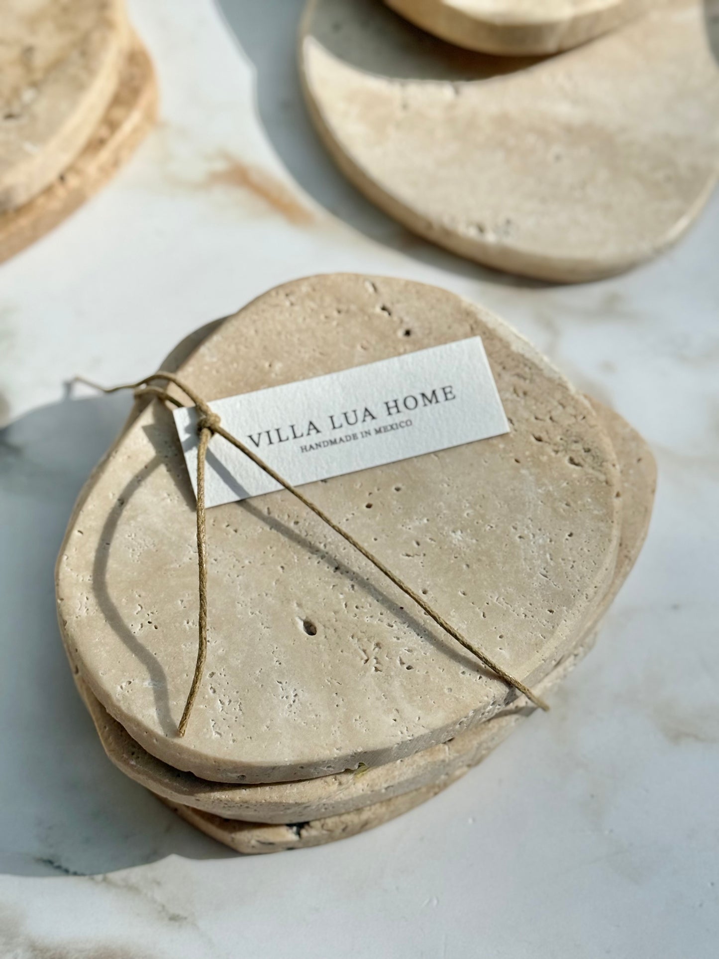 Beige Travertine Coaster, Set of 4