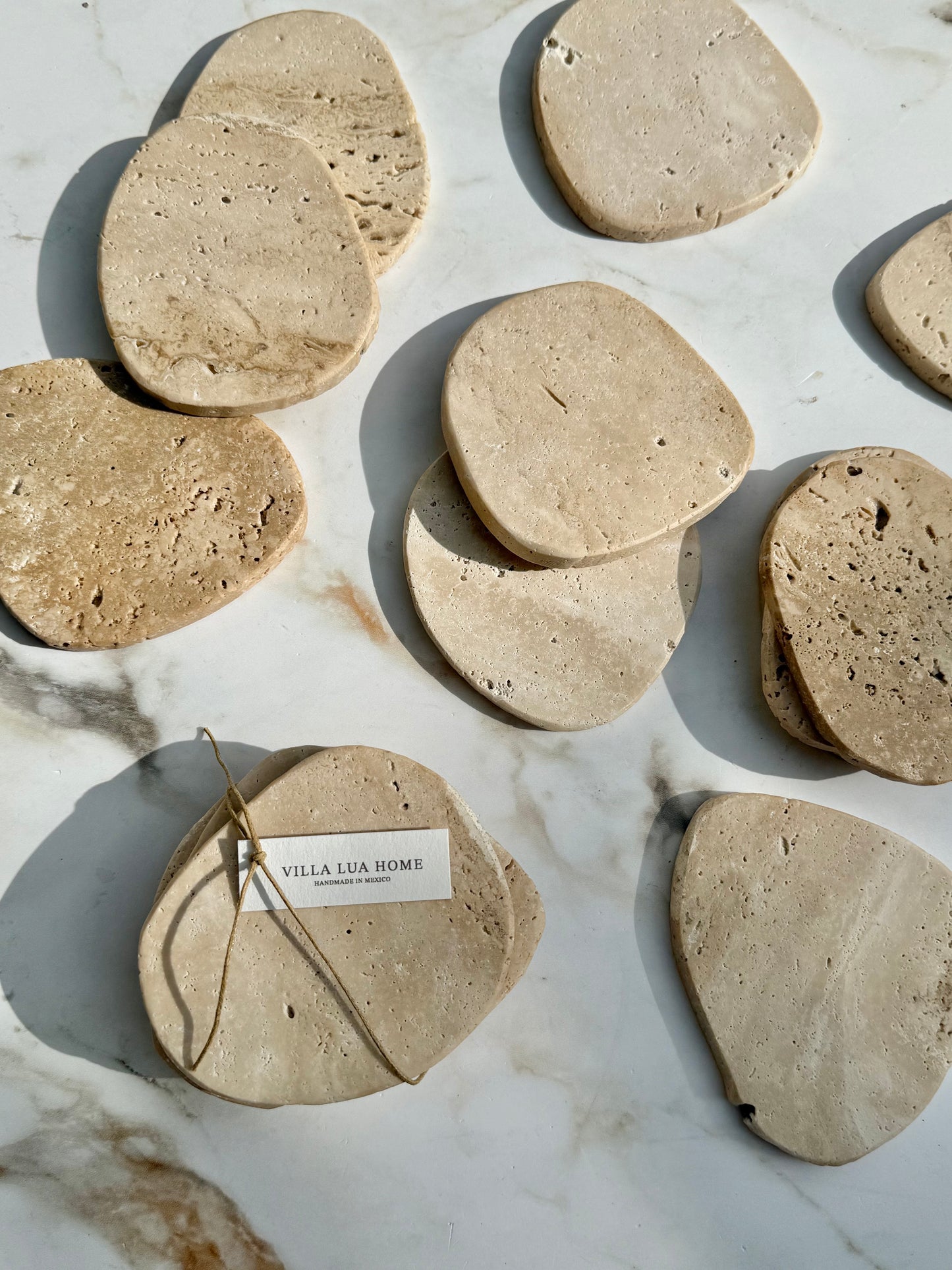 Beige Travertine Coaster, Set of 4