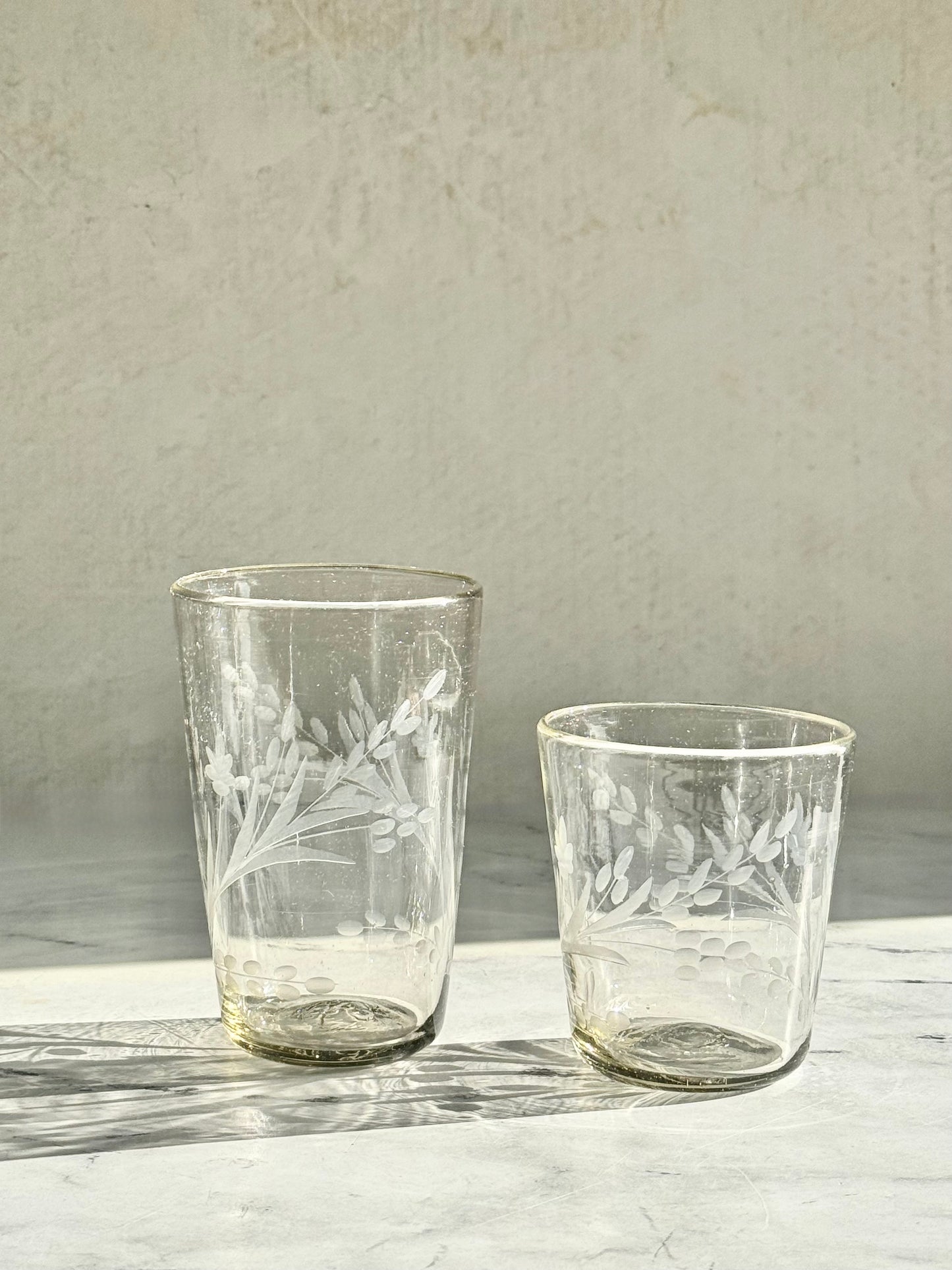 Hand-etched Conical Tumbler