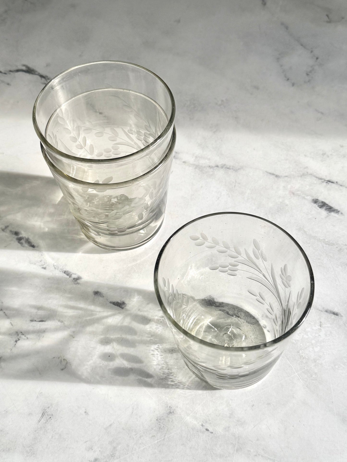 Hand-etched Conical Tumbler