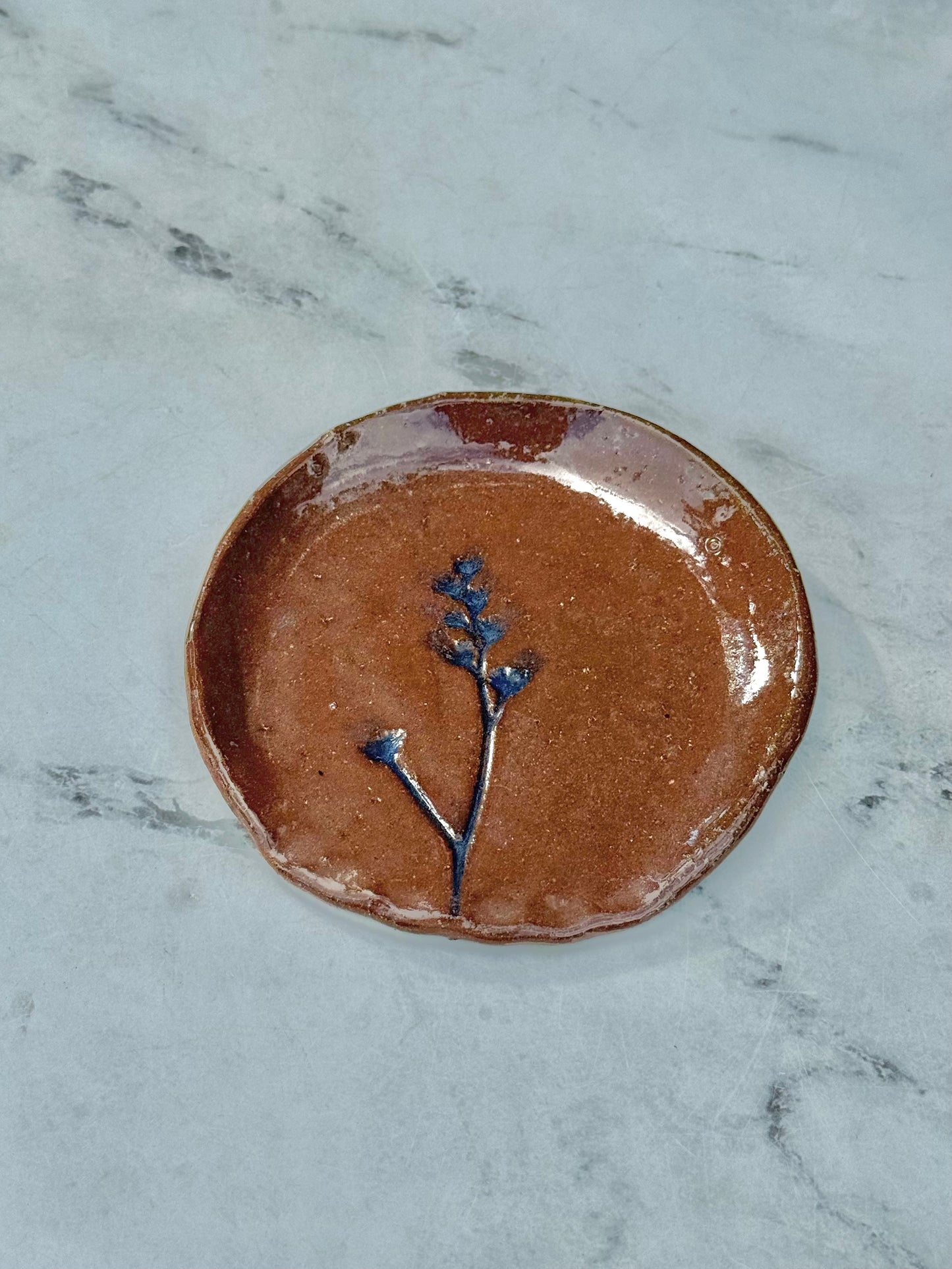 Hand-Painted Floral Spoon Rest, Terracotta