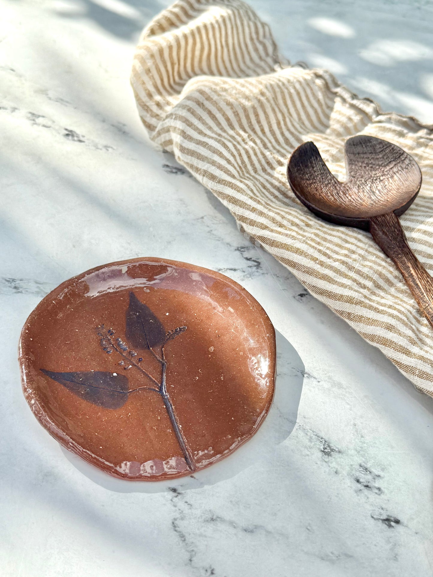 Hand-Painted Floral Spoon Rest, Terracotta