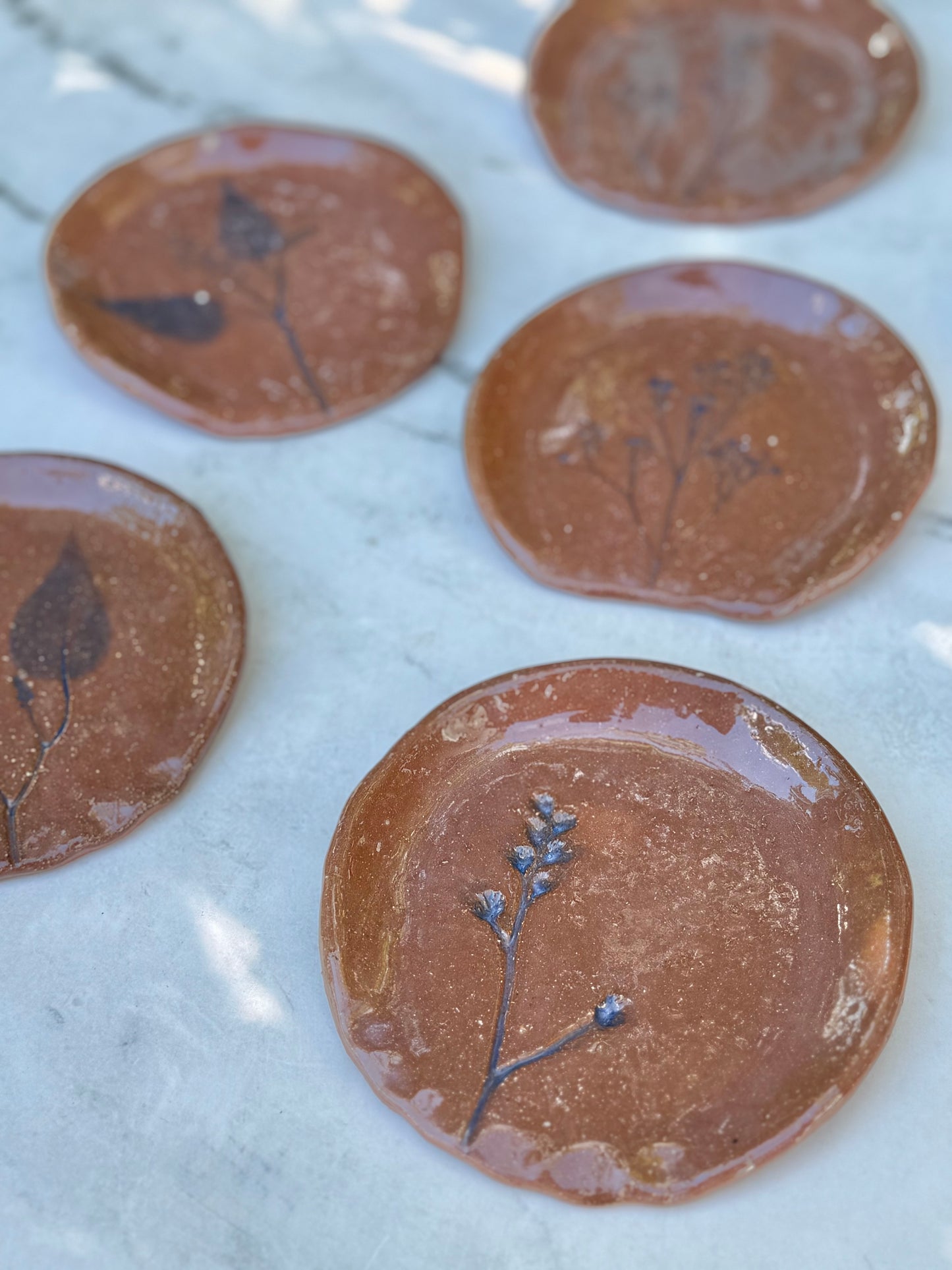 Hand-Painted Floral Spoon Rest, Terracotta