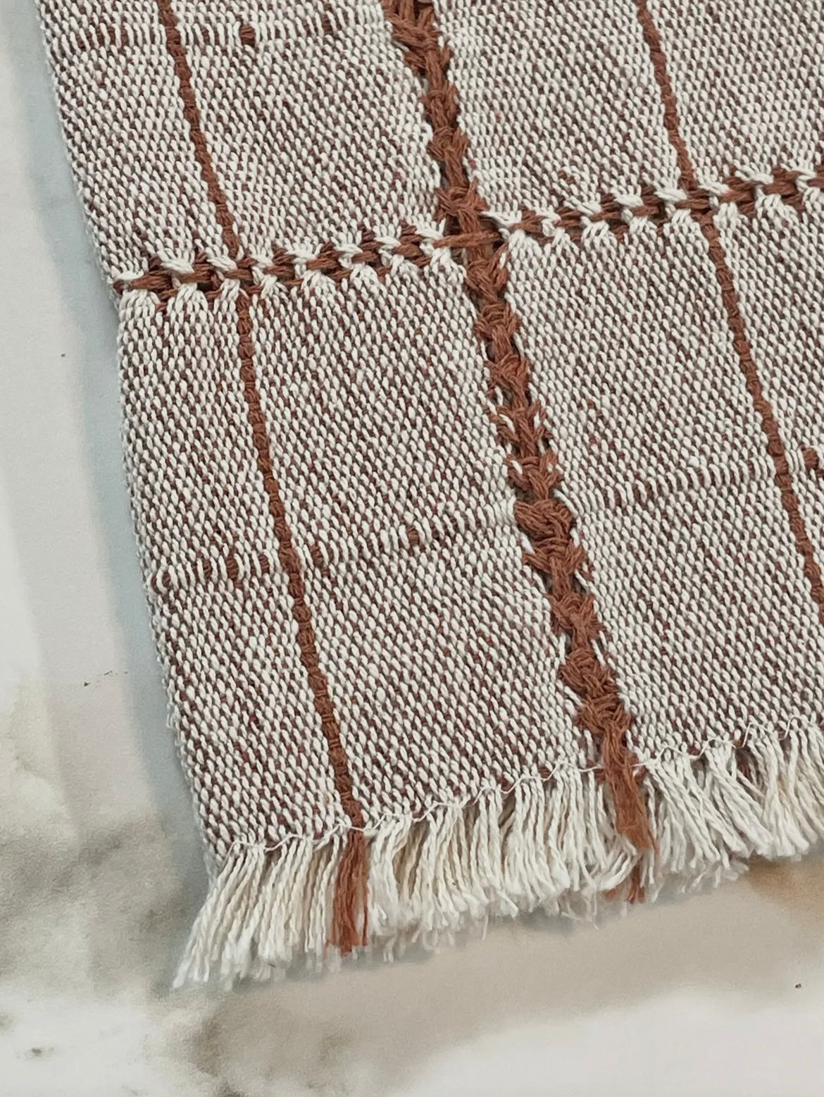 Stitch Cotton Napkin, Natural/Terracota