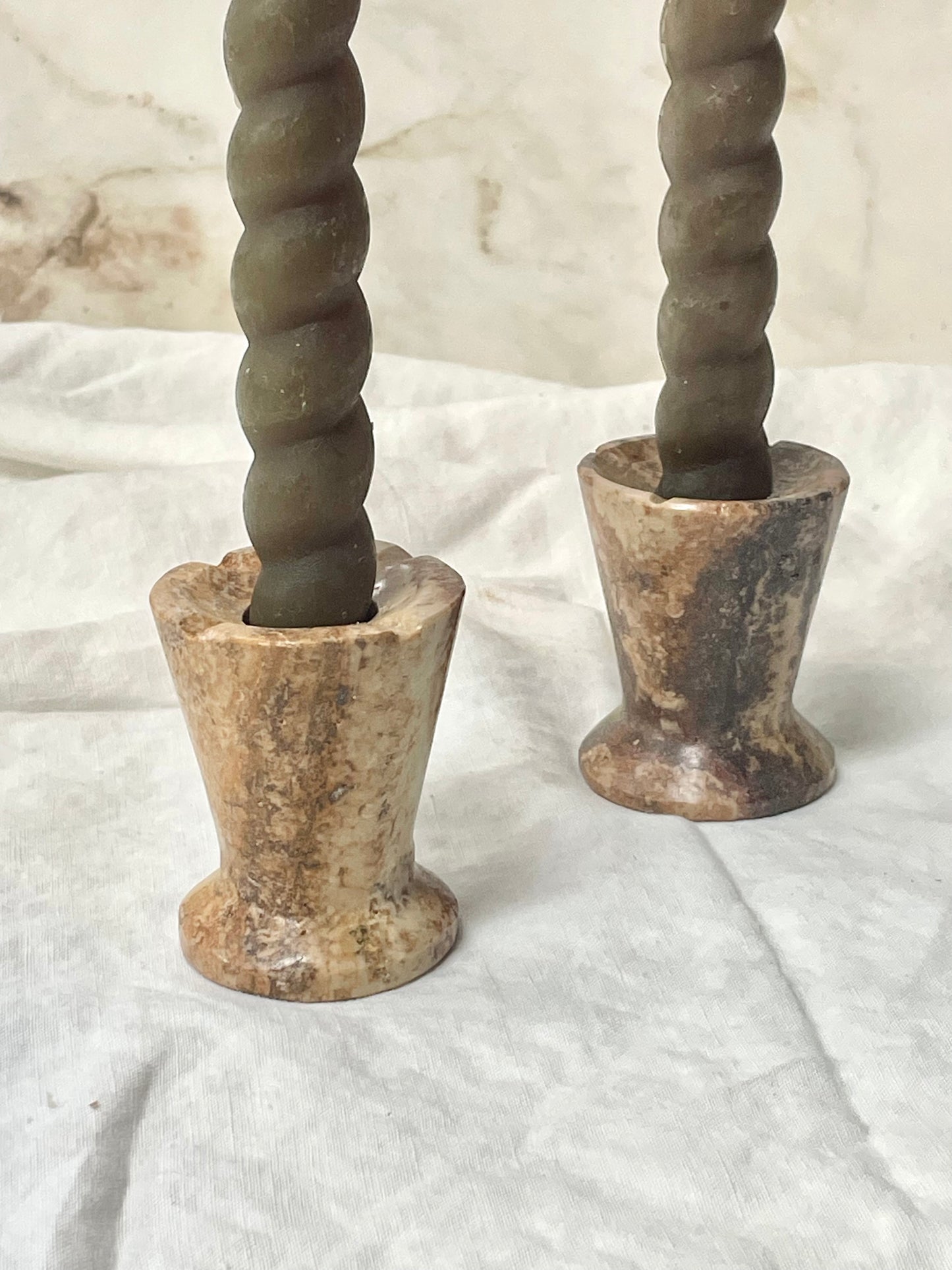 Rust Travertine Candle Holder