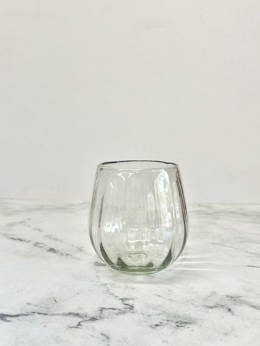 Handblown Oval Fluted Glass