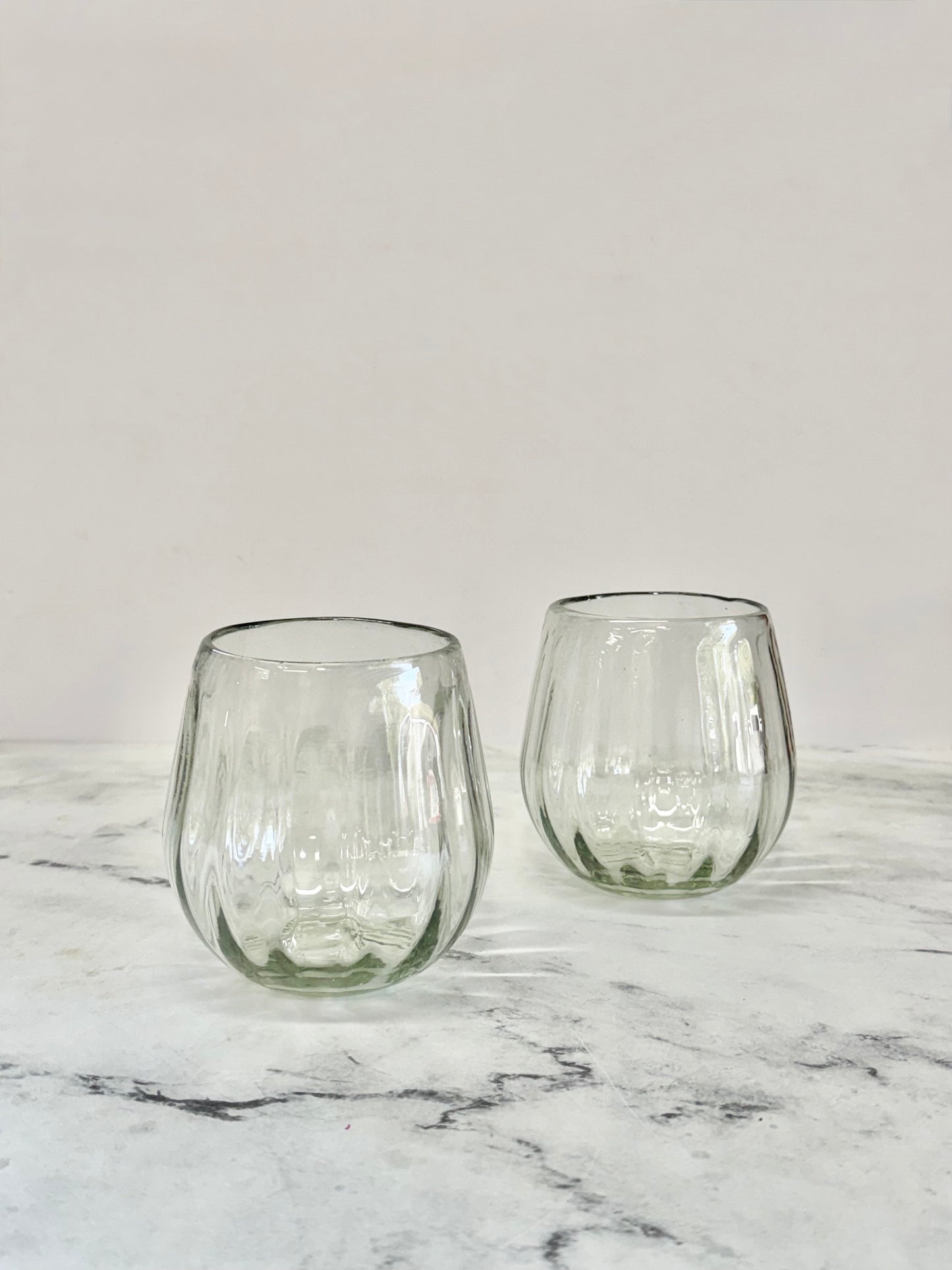 Handblown Oval Fluted Glass