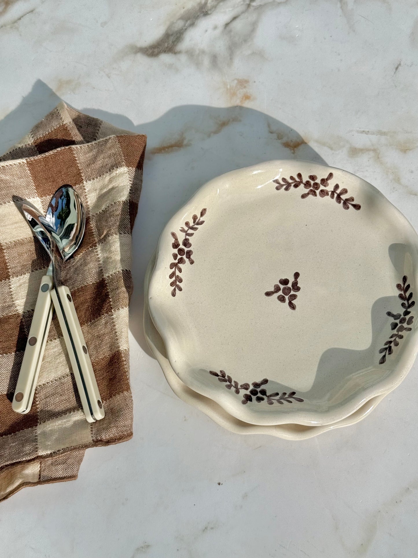 Hand-painted Margot Dessert Plate, Brown