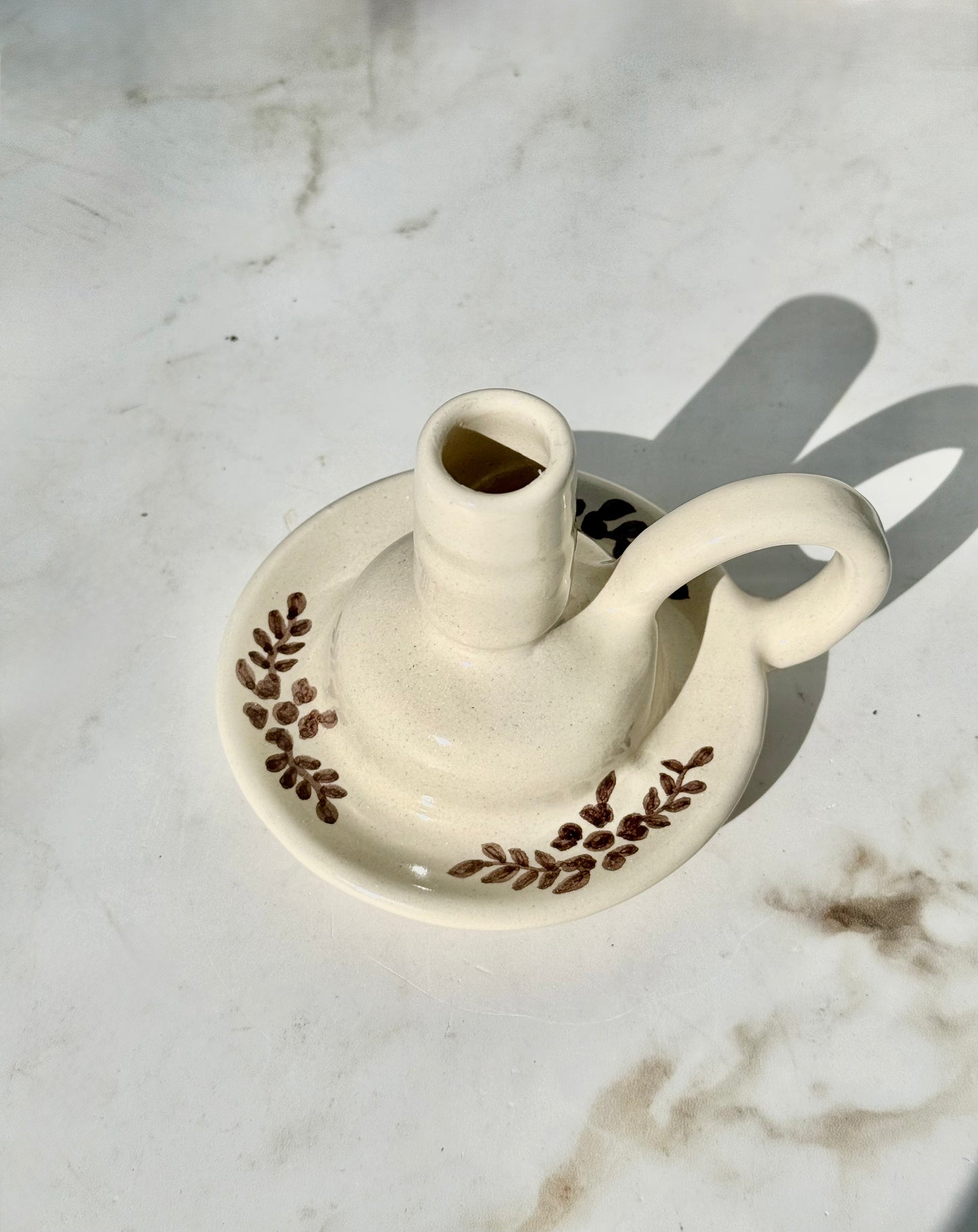 Hand-painted Margot Candle Holder, Brown